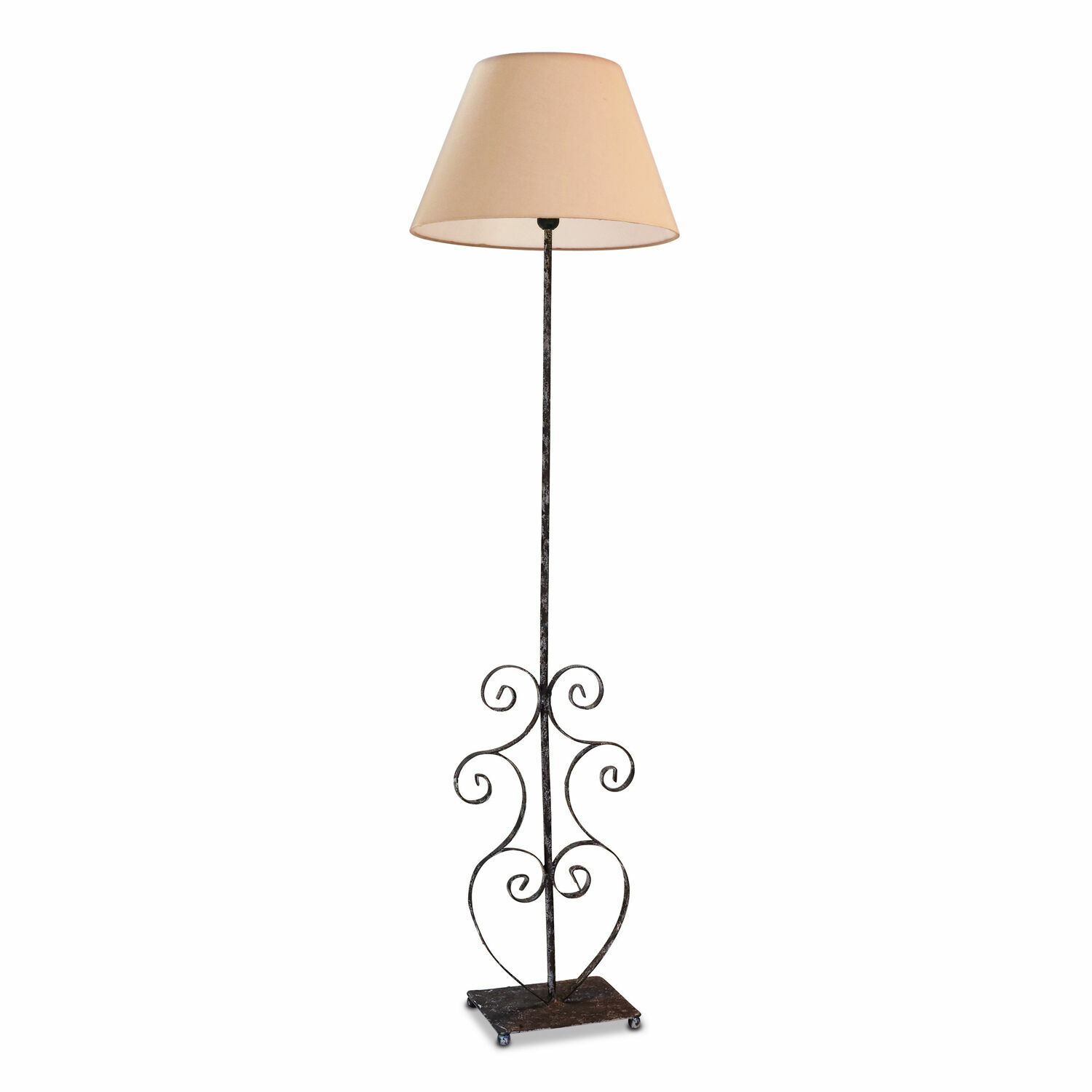 Lampa stojąca Le Havre Stojąca lampa z metalową czarną podstawą i beżowym abażurem, dekoracyjny design do salonu
