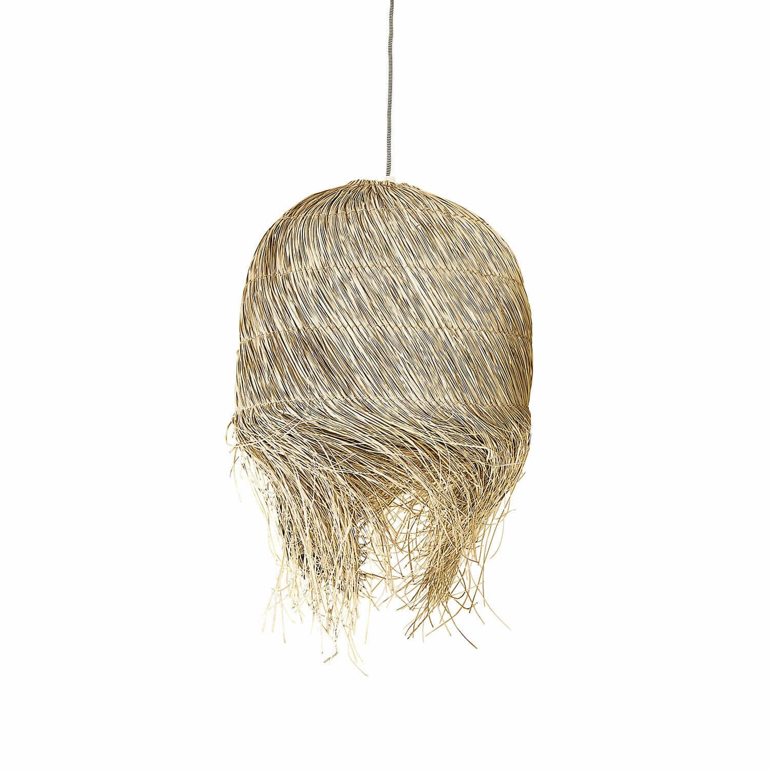 Klosz do lampy Little Shereena Lampa wisząca z naturalnego rattanu w kolorze beżowym z ozdobnymi frędzlami, styl boho