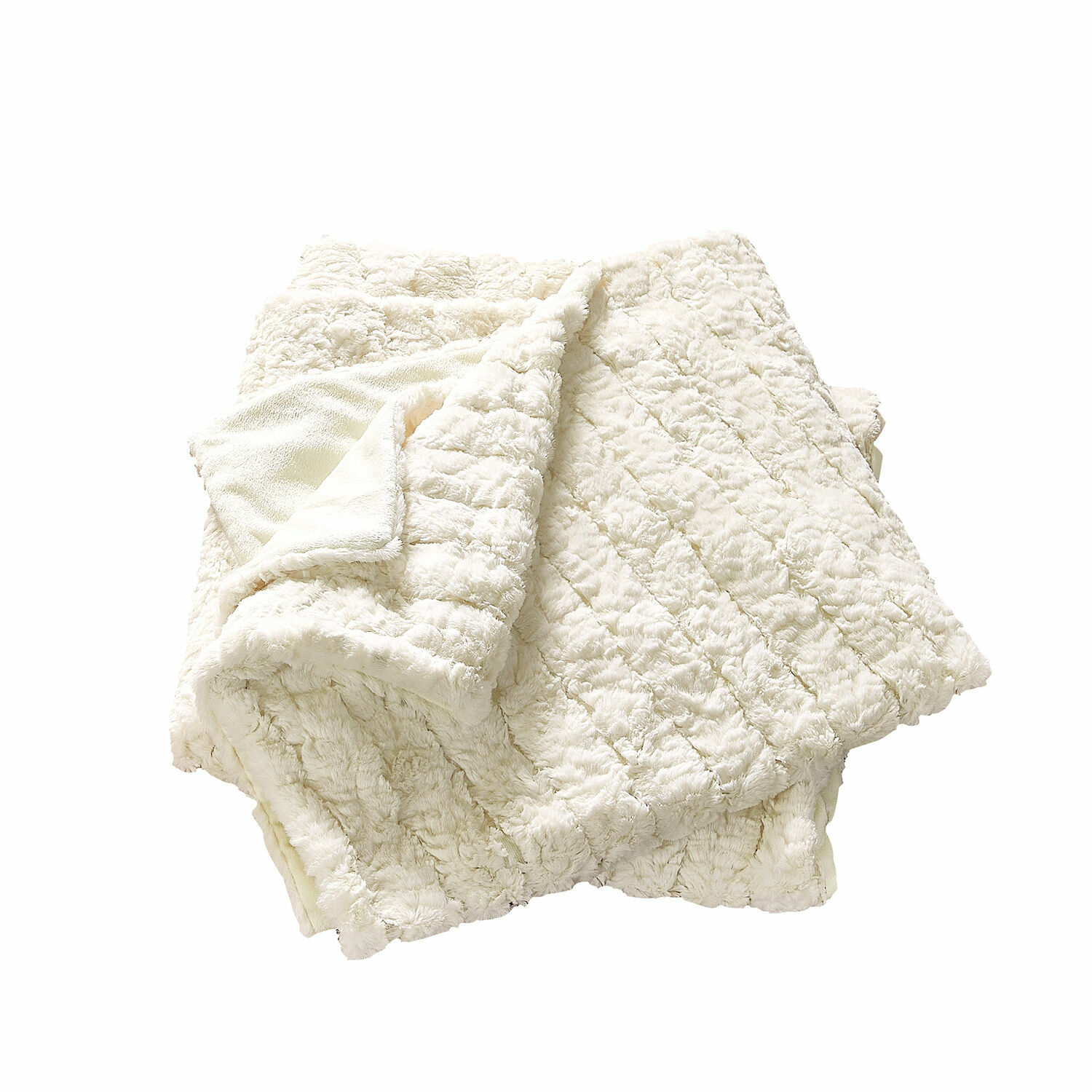 Pled Dorelice Miękki kremowy koc z pluszu o pikowanym wzorze, idealny do przytulnego wnętrza i dekoracji domu