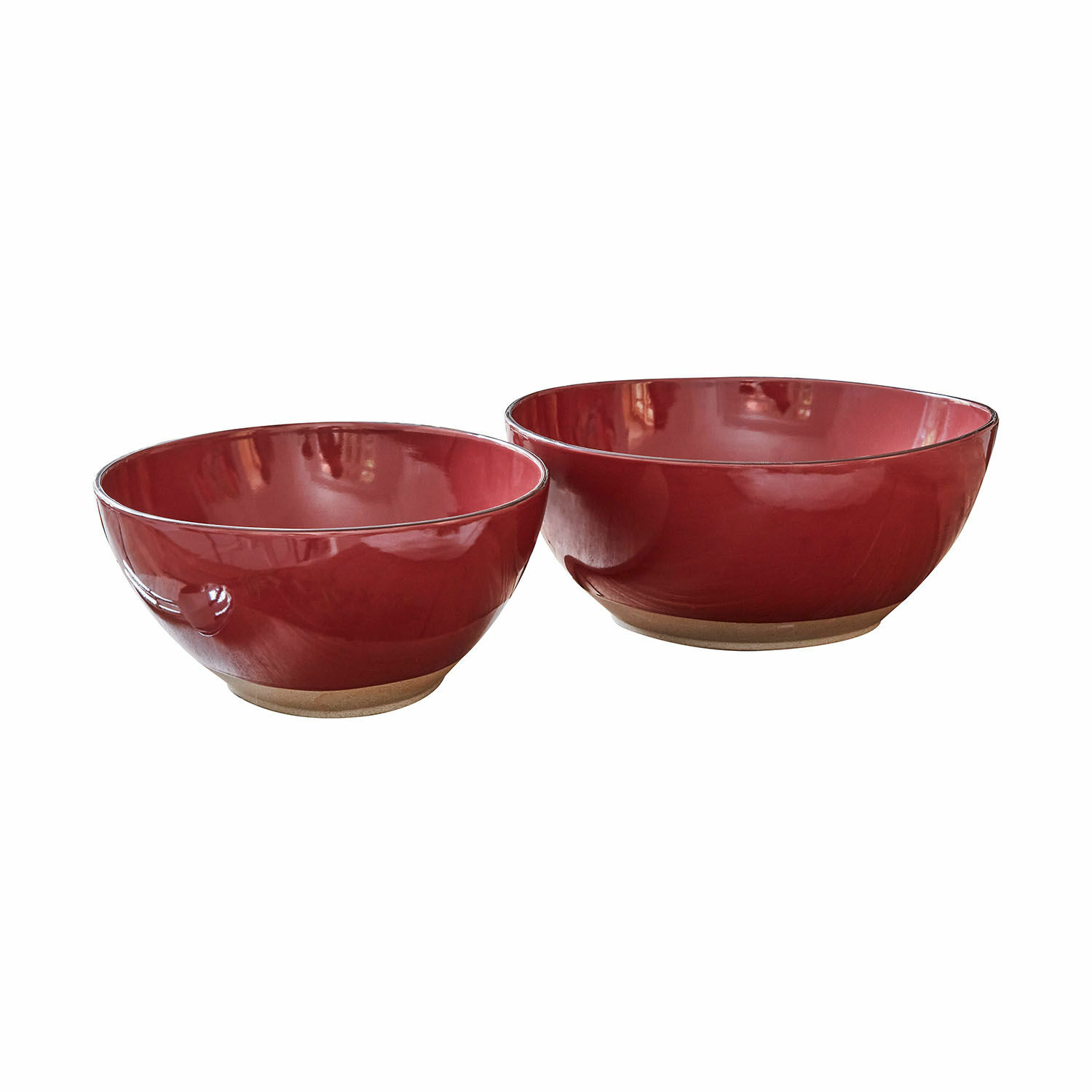 czerwony Zestaw dwóch czerwonych ceramicznych misek do sałatek Biarritz z naturalnym spodem