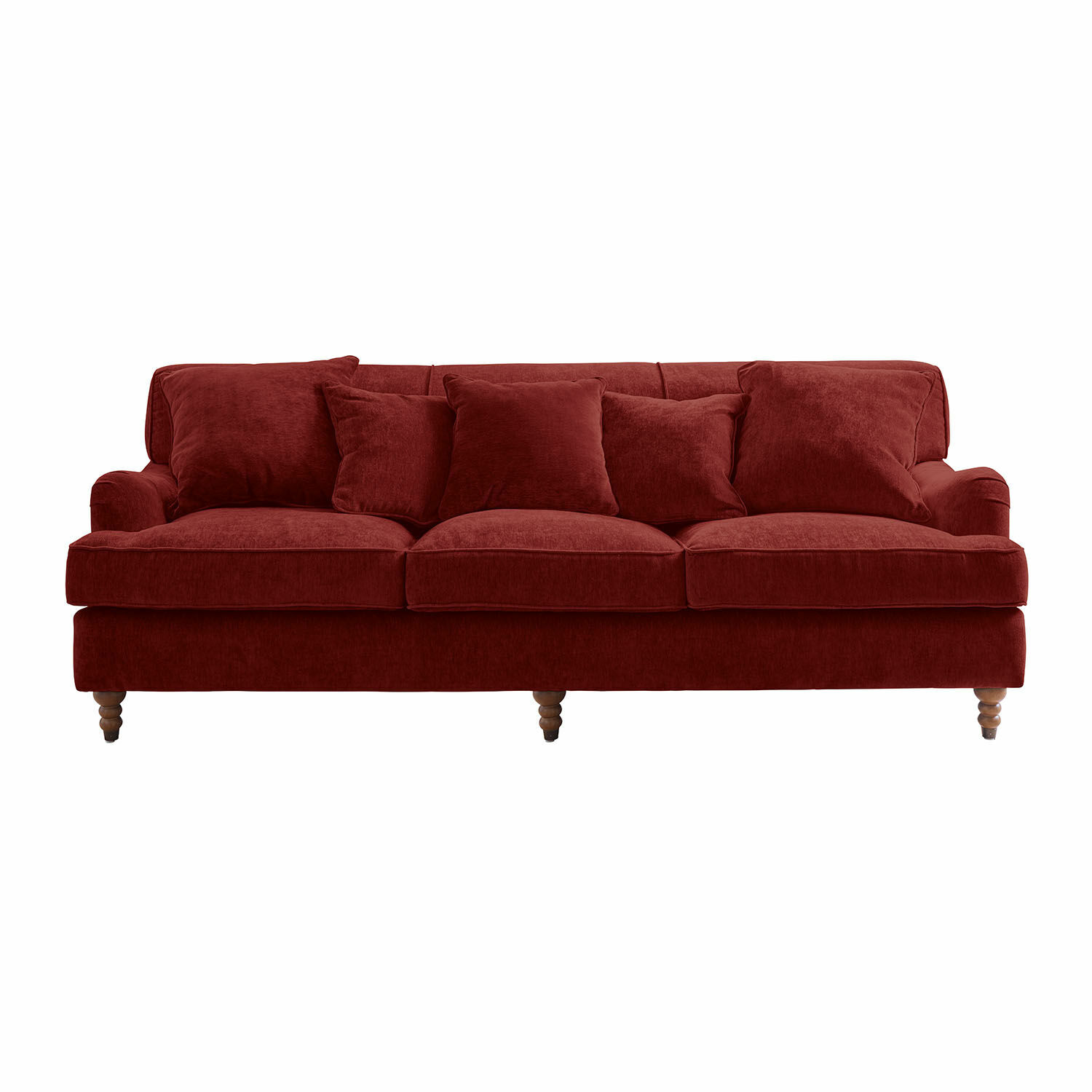 rdzawy różowy Sofa Isa w kolorze rdzawej czerwieni z miękkiego materiału, wygodne meble wypoczynkowe do salonu