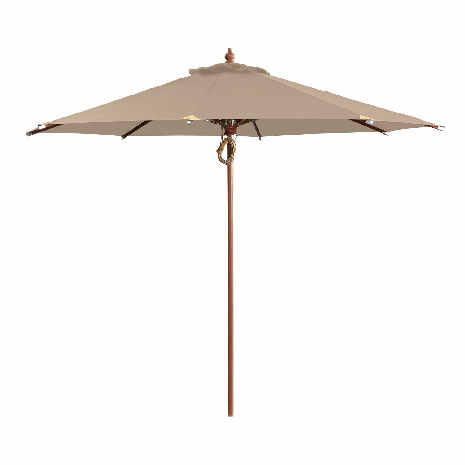 taupe Duży parasol ogrodowy Brent w kolorze taupe z drewnianym stelażem, idealny na taras