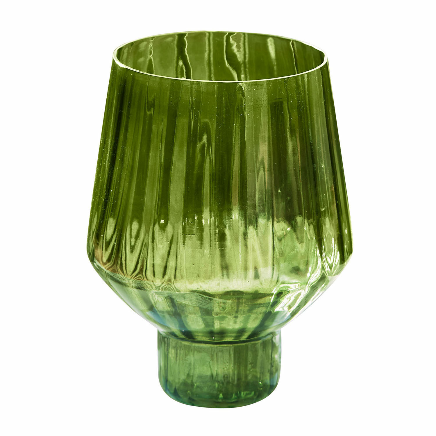 Wazon Moussie Zielony szklany wazon z geometrycznym wzorem, dekoracja wnętrz, szkło ozdobne