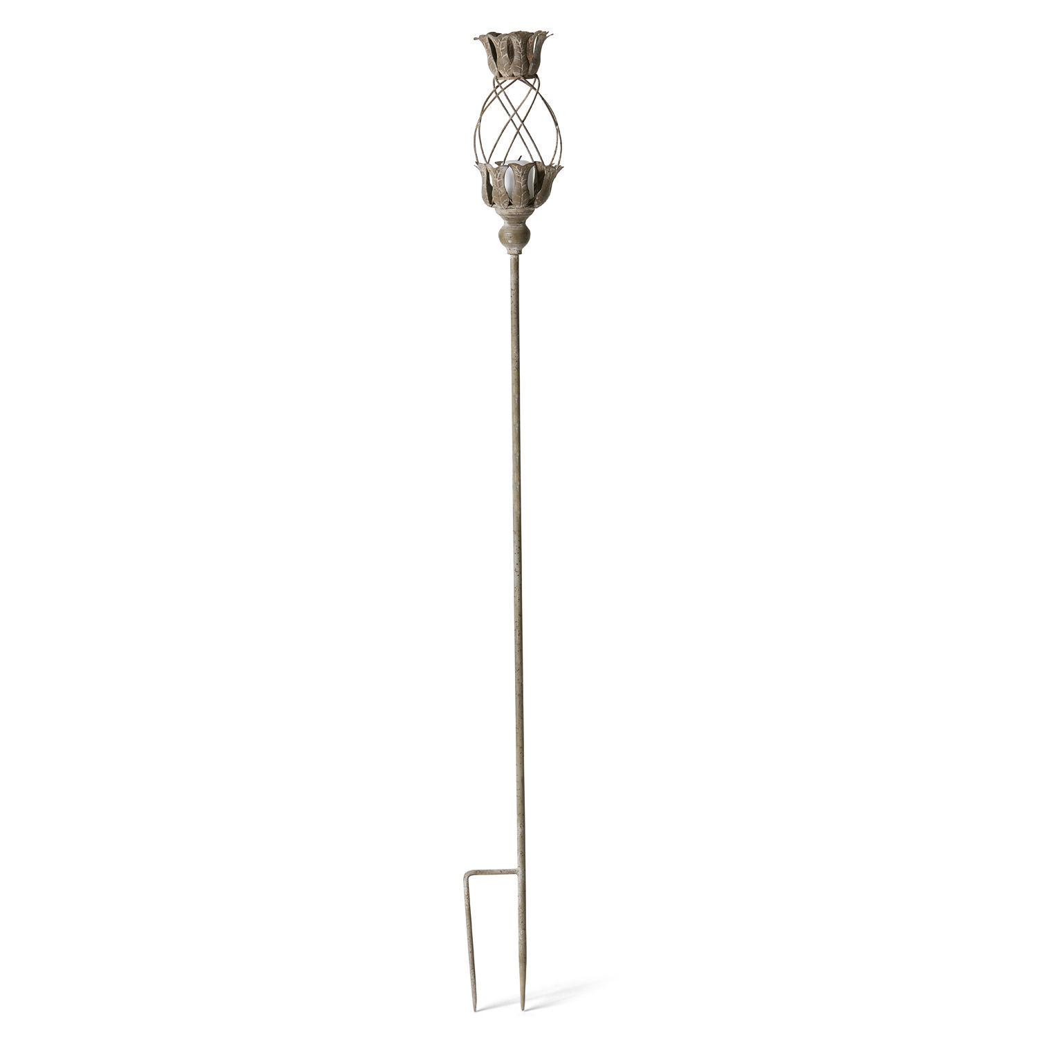 Lampion Ciranne Ozdobny metalowy palik ogrodowy w kolorze postarzanego brązu z kwiatowym motywem, dekoracja do ogrodu