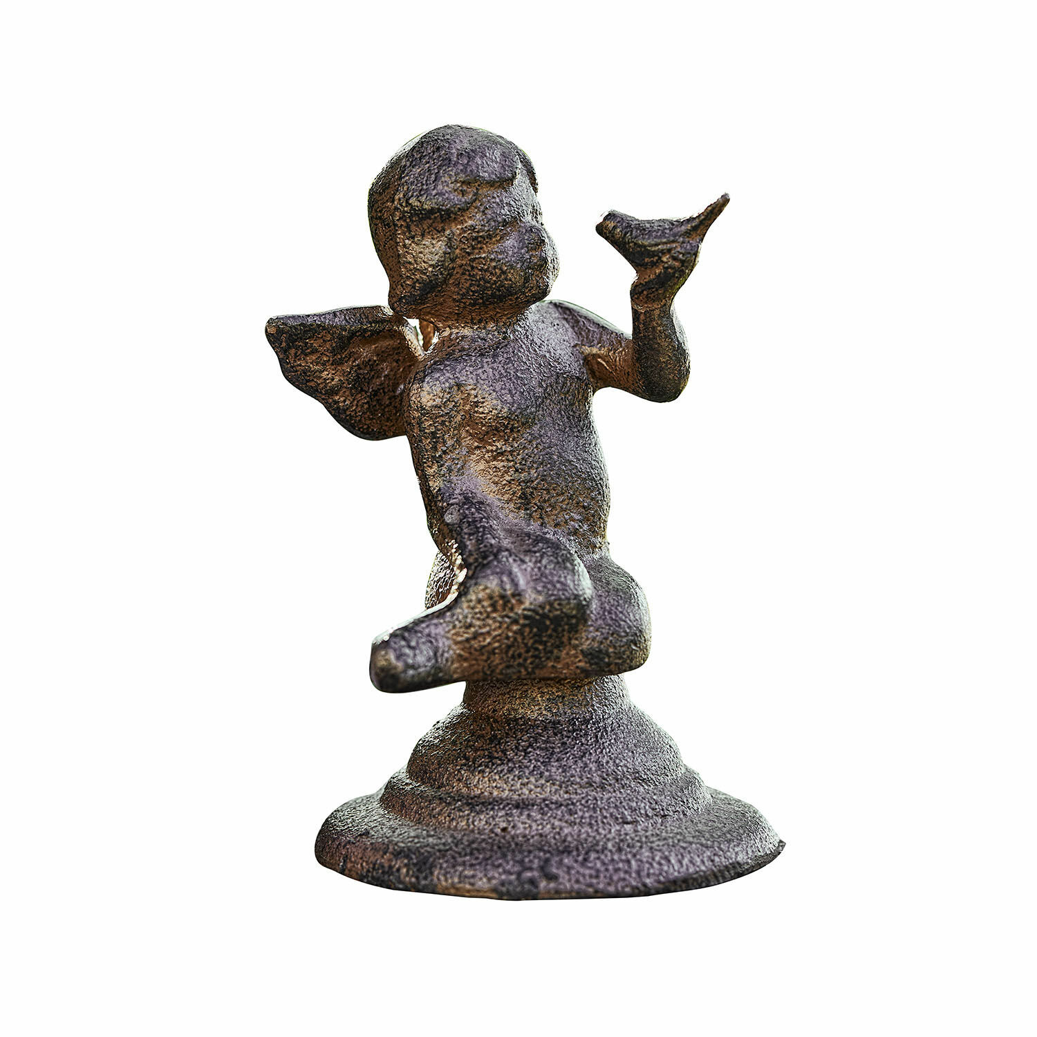 Figurka w kształcie anioła Zaliora Figurka aniołka z metalu w brązowym kolorze, dekoracja ogrodowa lub domowa