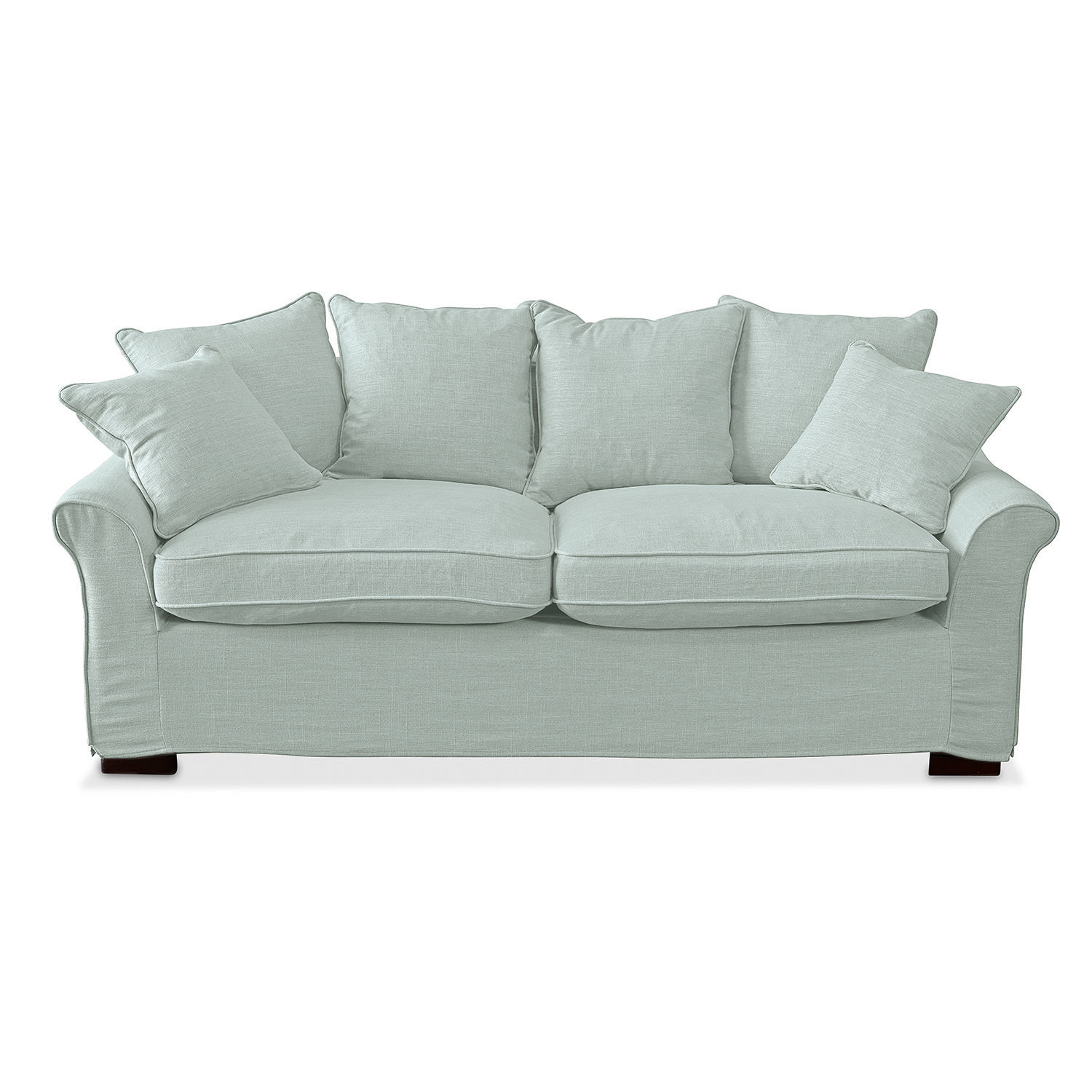 miętowy Miętowa sofa Long Beach z tkaniny, miękkie poduszki i wygodne siedzisko do salonu