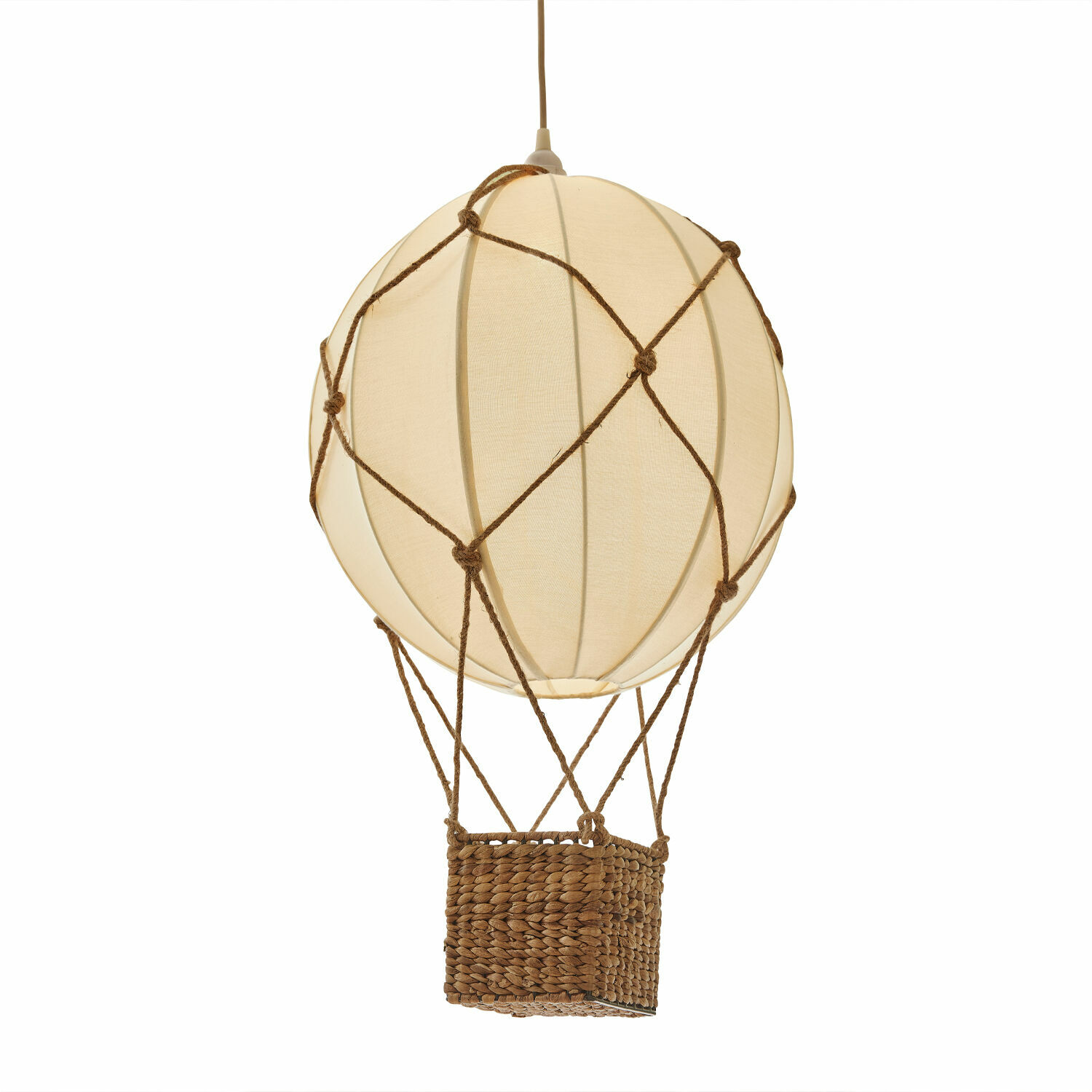 Lampa wisząca Plumillon Lampa wisząca w kształcie balonu z materiału i sznurka w naturalnym kolorze do dekoracji wnętrz