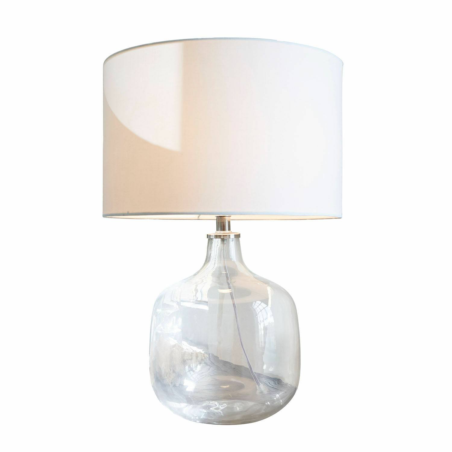 Lampa stołowa Malmy Lampka stołowa z przezroczystego szkła z białym abażurem, nowoczesny design do salonu