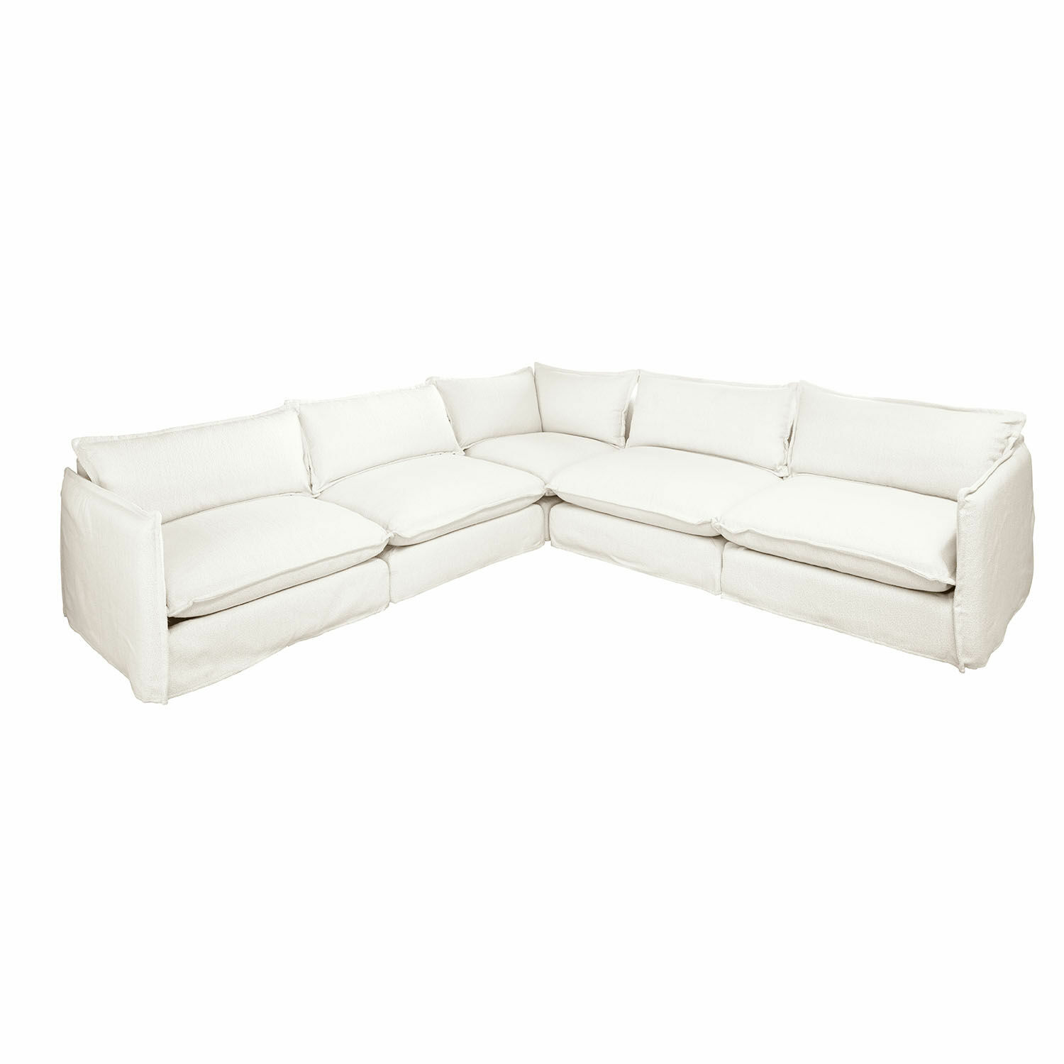 kremowy Kremowa narożna sofa Illingworth z miękkiej tkaniny, wygodna do salonu, nowoczesny design mebla wypoczynkowego