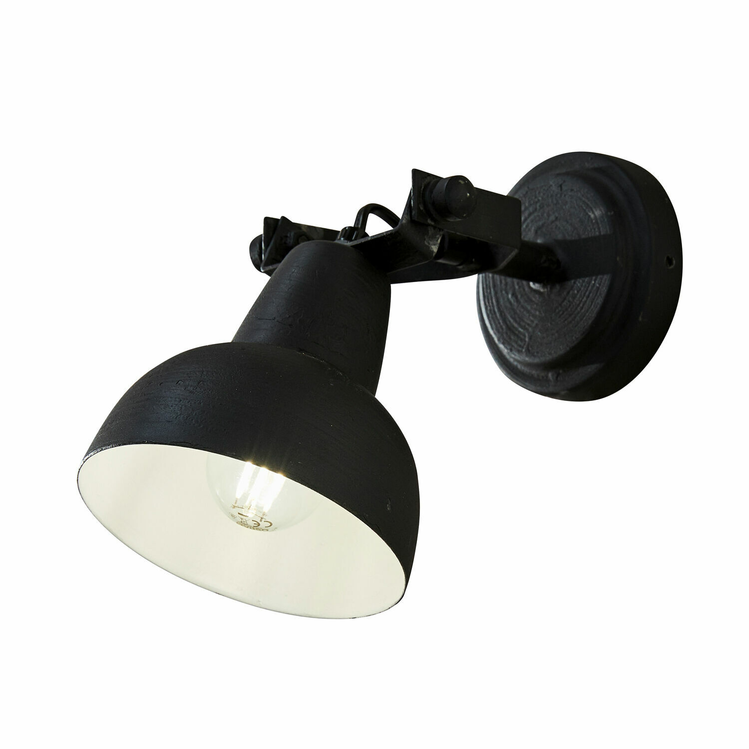 czarny Czarna metalowa lampa ścienna Rieke z białym wnętrzem, nowoczesne oświetlenie do domu