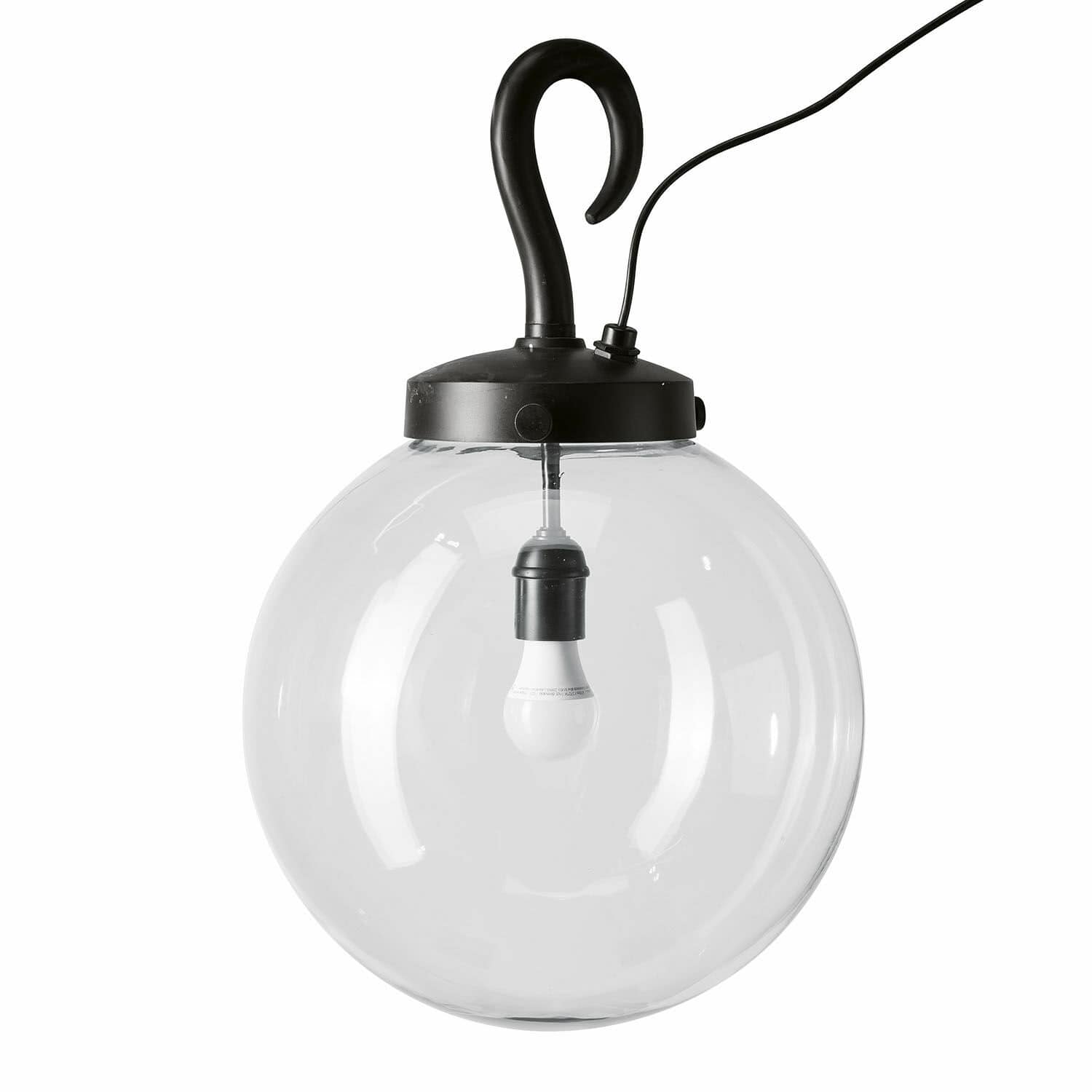 Okrągła lampa ogrodowa Marey z czarnego metalu i przezroczystego szkła, nowoczesne oświetlenie zewnętrzne