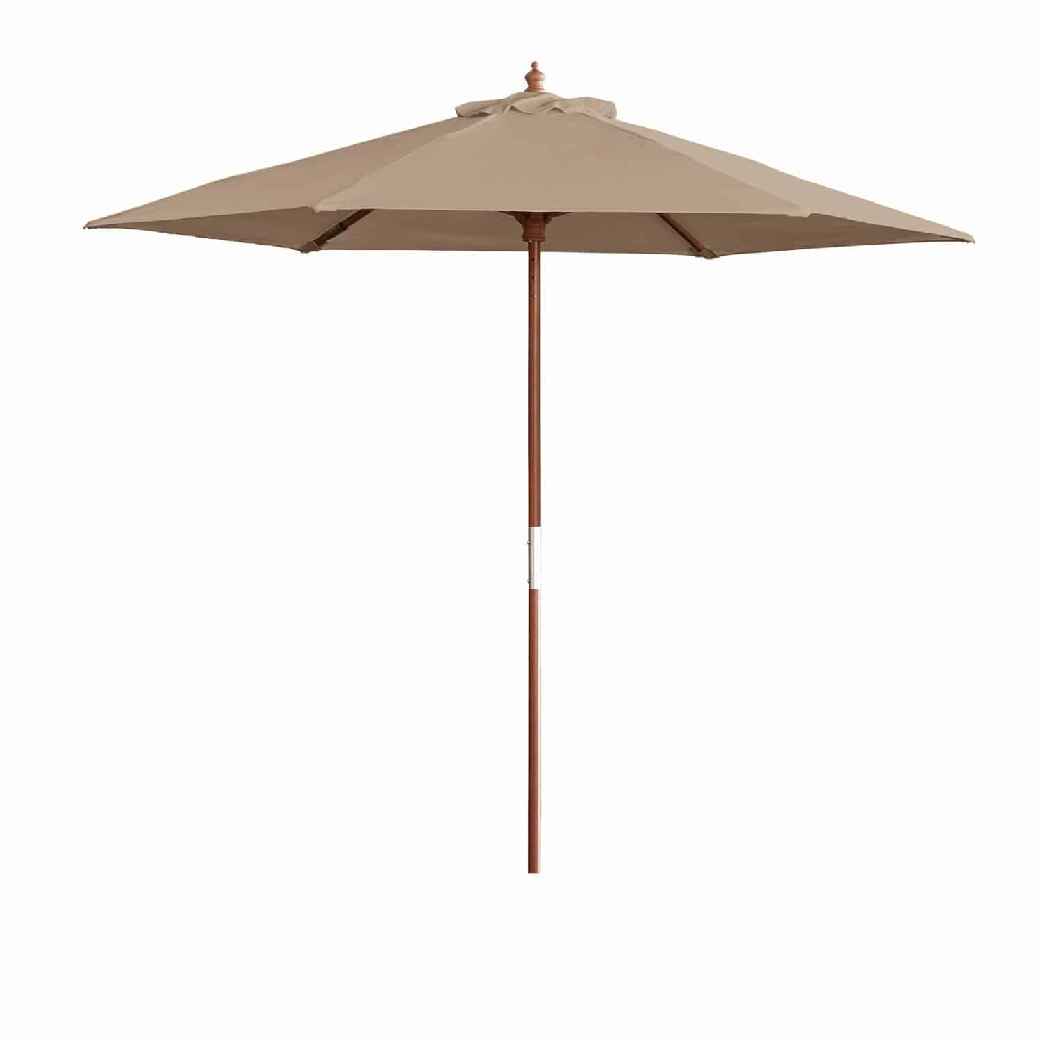 Parasol słoneczny Enfield Beżowy parasol ogrodowy z drewnianym stelażem, idealny na taras i do ogrodu
