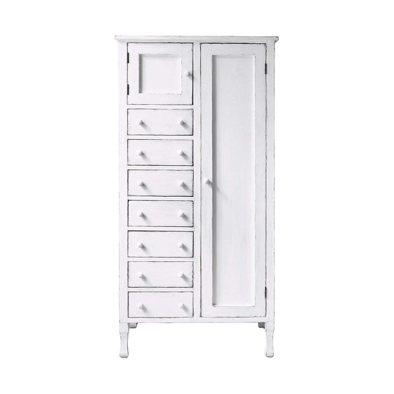 antyczna biel Biały drewniany szafka Amourien z szufladami i drzwiami, mebel do przechowywania w stylu vintage
