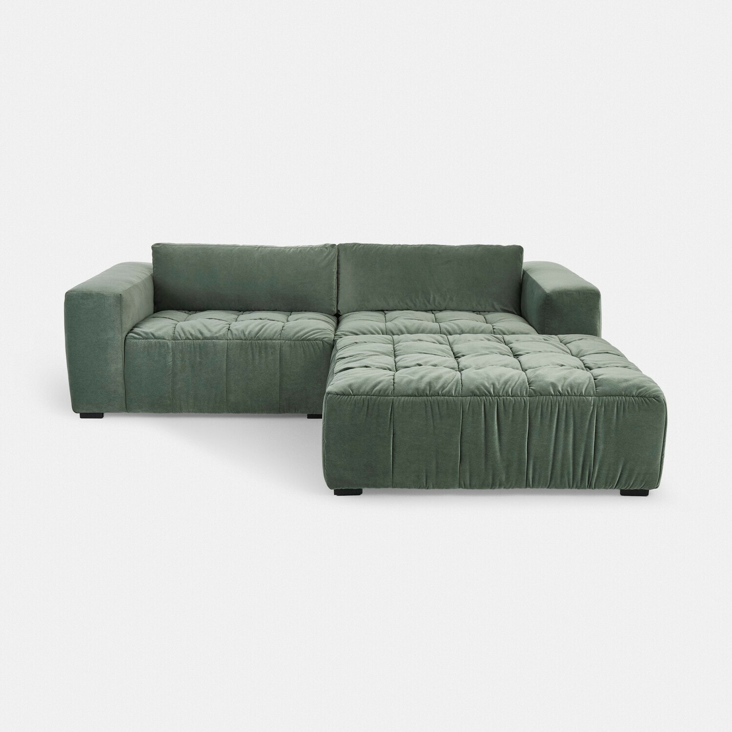 Sofa Ottolline Nowoczesna zielona sofa narożna z miękkiego materiału, idealna do salonu i wypoczynku