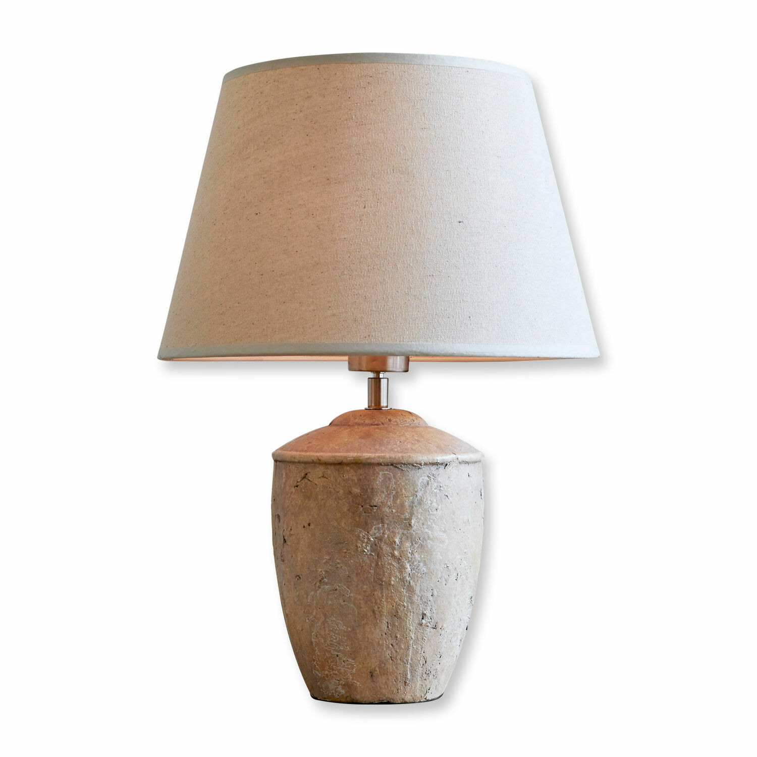Lampa stołowa Verfaille Lampka stołowa z beżowym abażurem i kamienną podstawą w naturalnym kolorze, dekoracja wnętrz