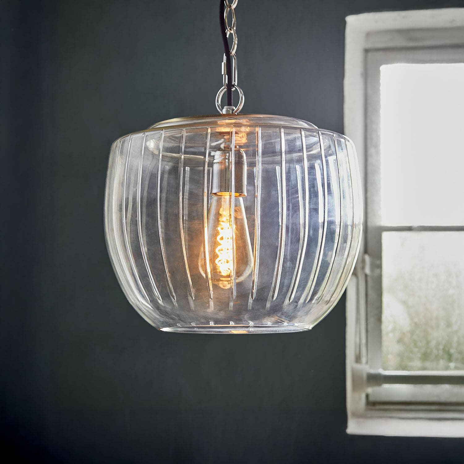 Lampa wisząca Aubrelle Przezroczysta szklana lampa wisząca z żarówką dekoracyjną, nowoczesne oświetlenie wnętrz