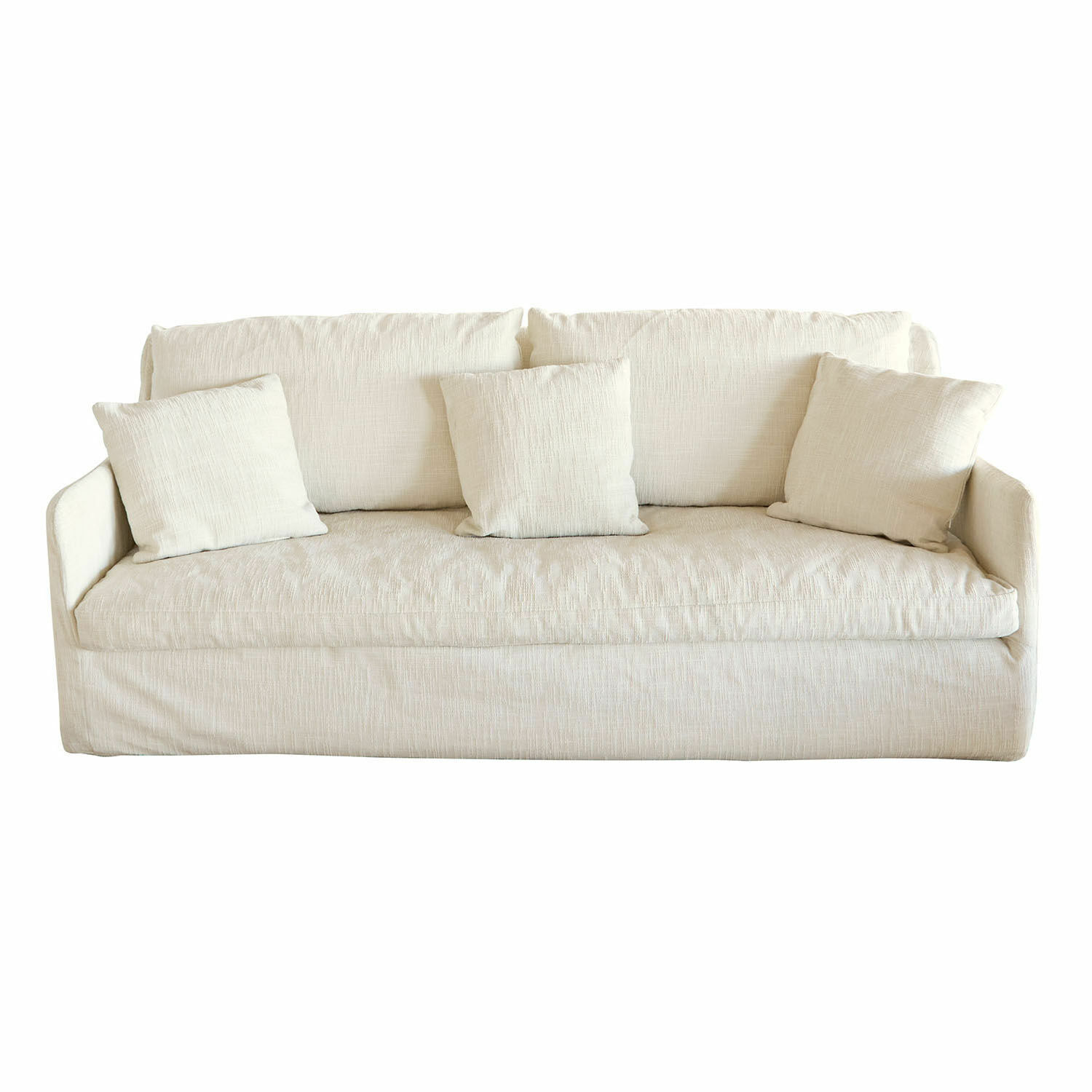 biały Białe tapicerowane sofa Shadowfield z miękkimi poduszkami, wygodne meble do salonu