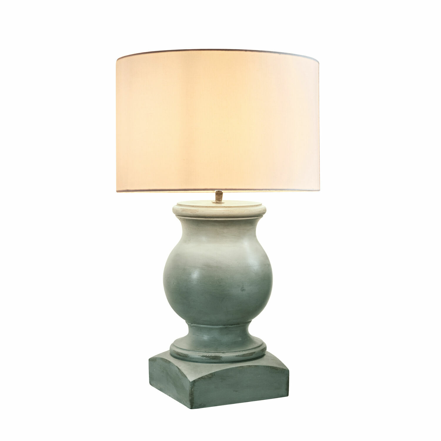 Lampa stołowa Todd Lampka stołowa z ceramiczną podstawą w szarym kolorze i kremowym abażurem do salonu