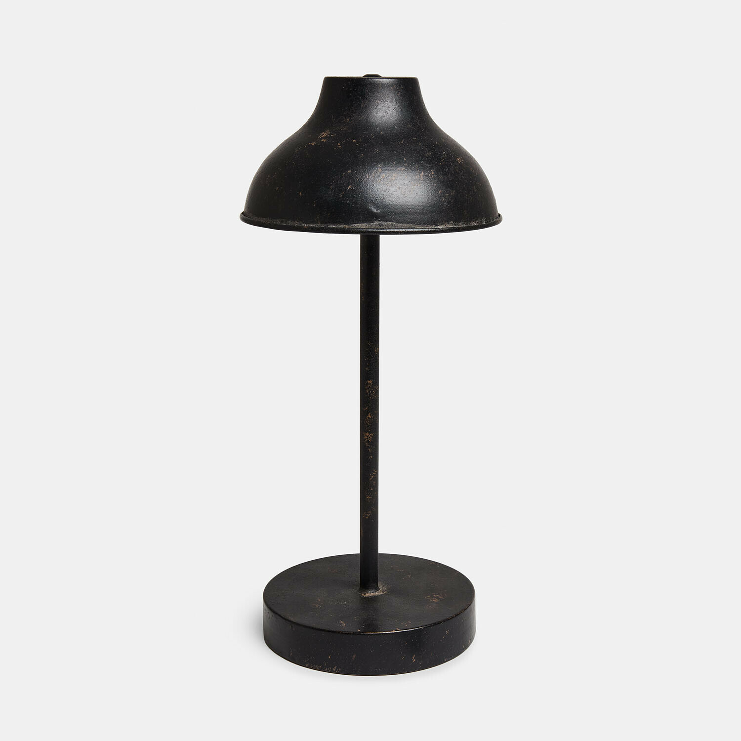 Lampa stołowa LED z baterią Henvique Czarna metalowa lampa stołowa z okrągłą podstawą i kloszem w stylu vintage do oświetlenia wnętrz