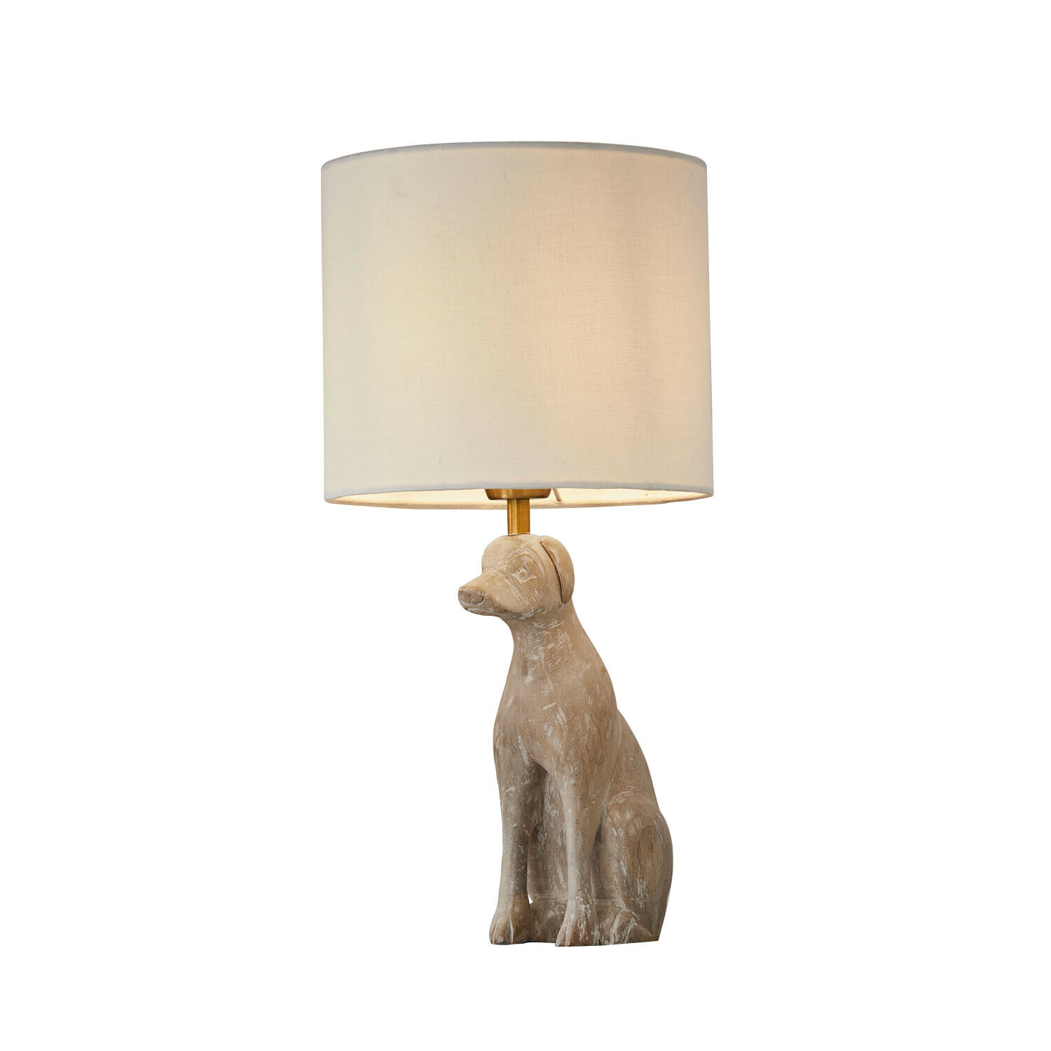 Lampa stołowa Calvix Lampka stołowa z beżową podstawą w kształcie psa i kremowym abażurem, dekoracja do salonu