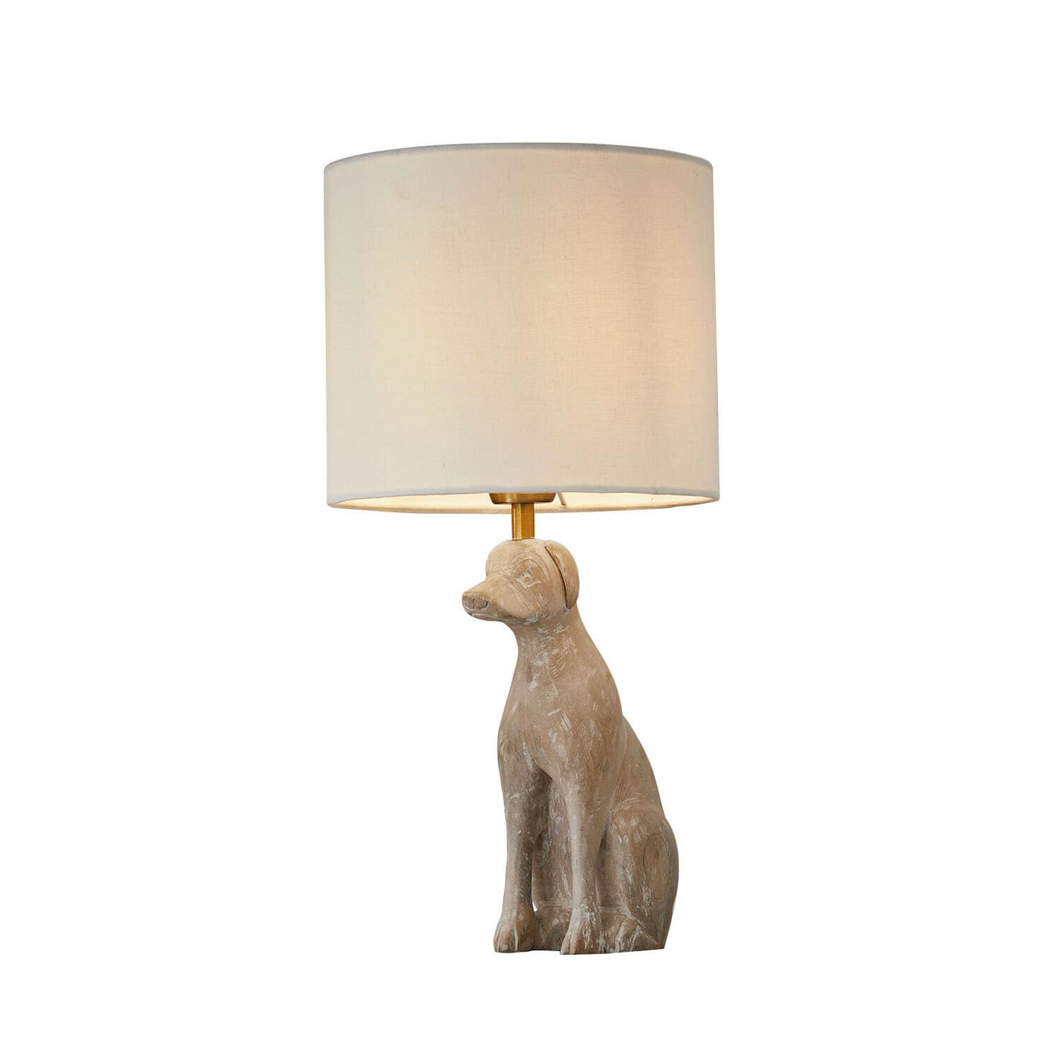 Lampa stołowa Calvix Lampka stołowa z beżową podstawą w kształcie psa i kremowym abażurem, dekoracja do salonu