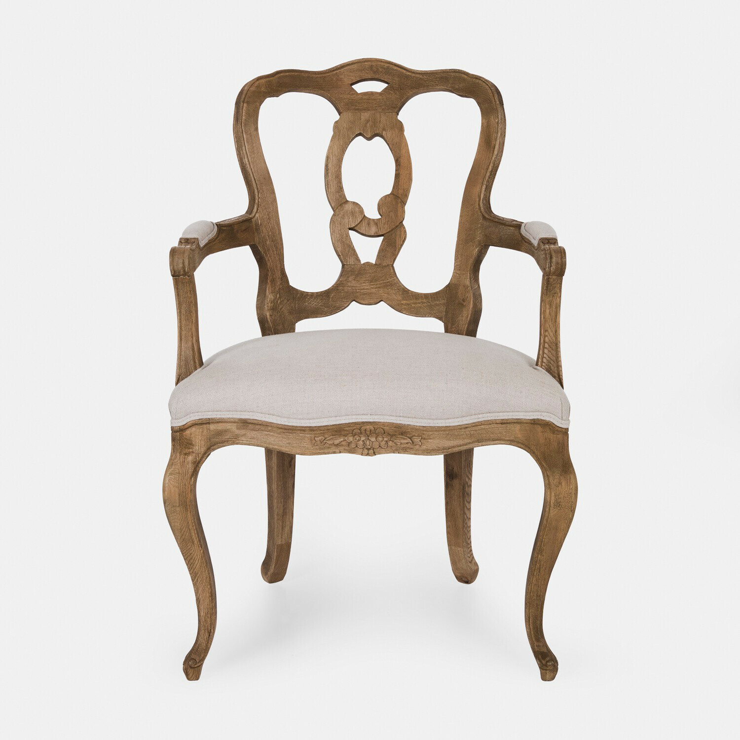 Krzesło Ladorée Klasyczne krzesło z jasnego drewna z beżową tapicerką, elegancki mebel do salonu