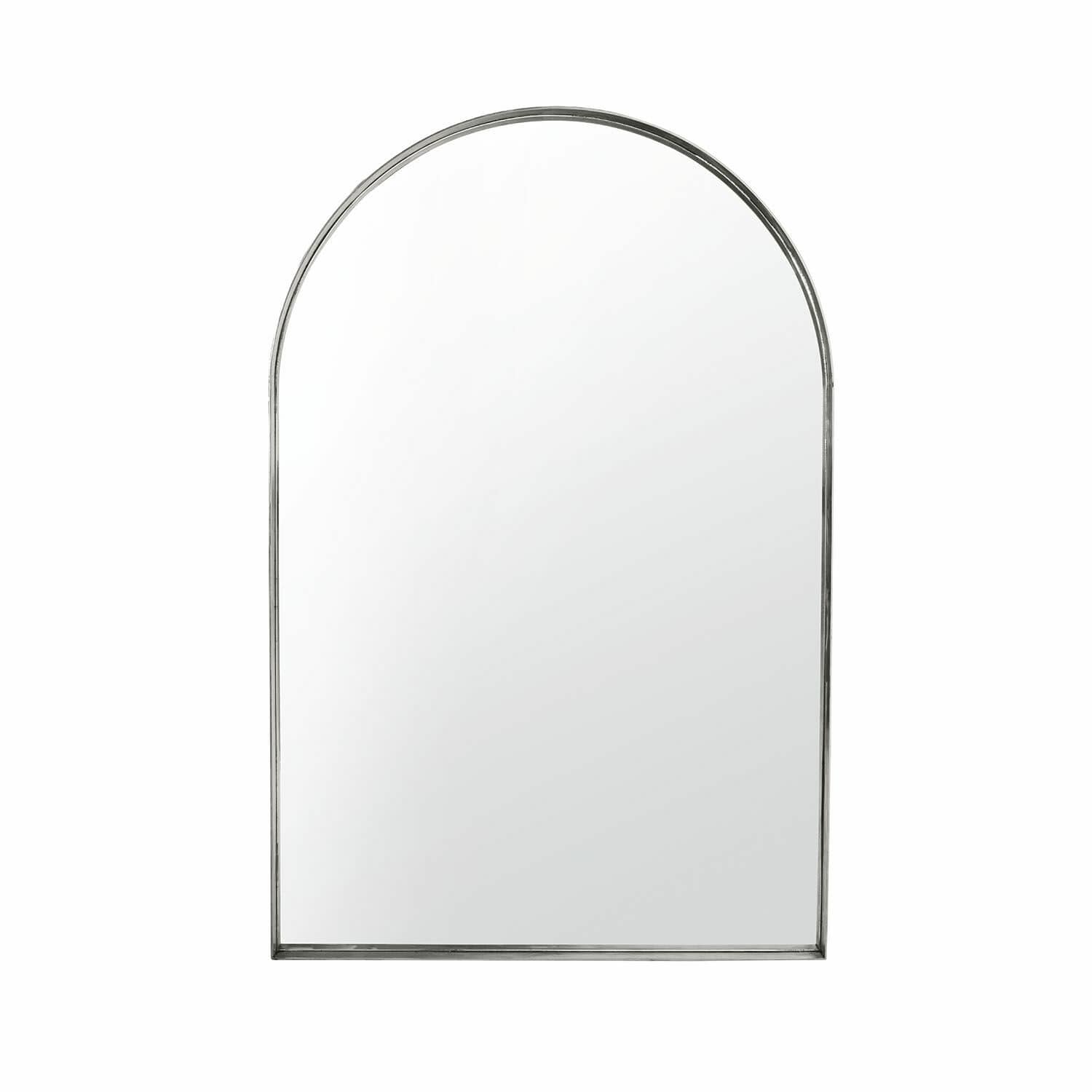 Lustro Kellin Lustro ścienne z metalową ramą w kolorze srebrnym o zaokrąglonym kształcie, nowoczesny design