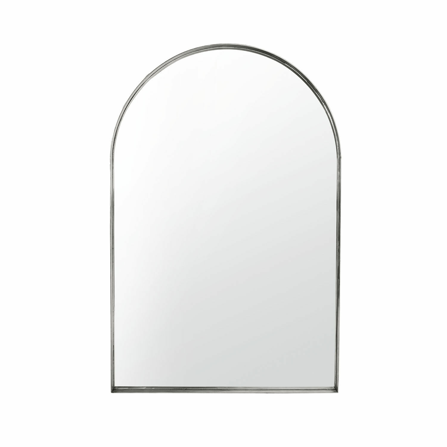 Lustro Kellin Lustro ścienne z metalową ramą w kolorze srebrnym o zaokrąglonym kształcie, nowoczesny design