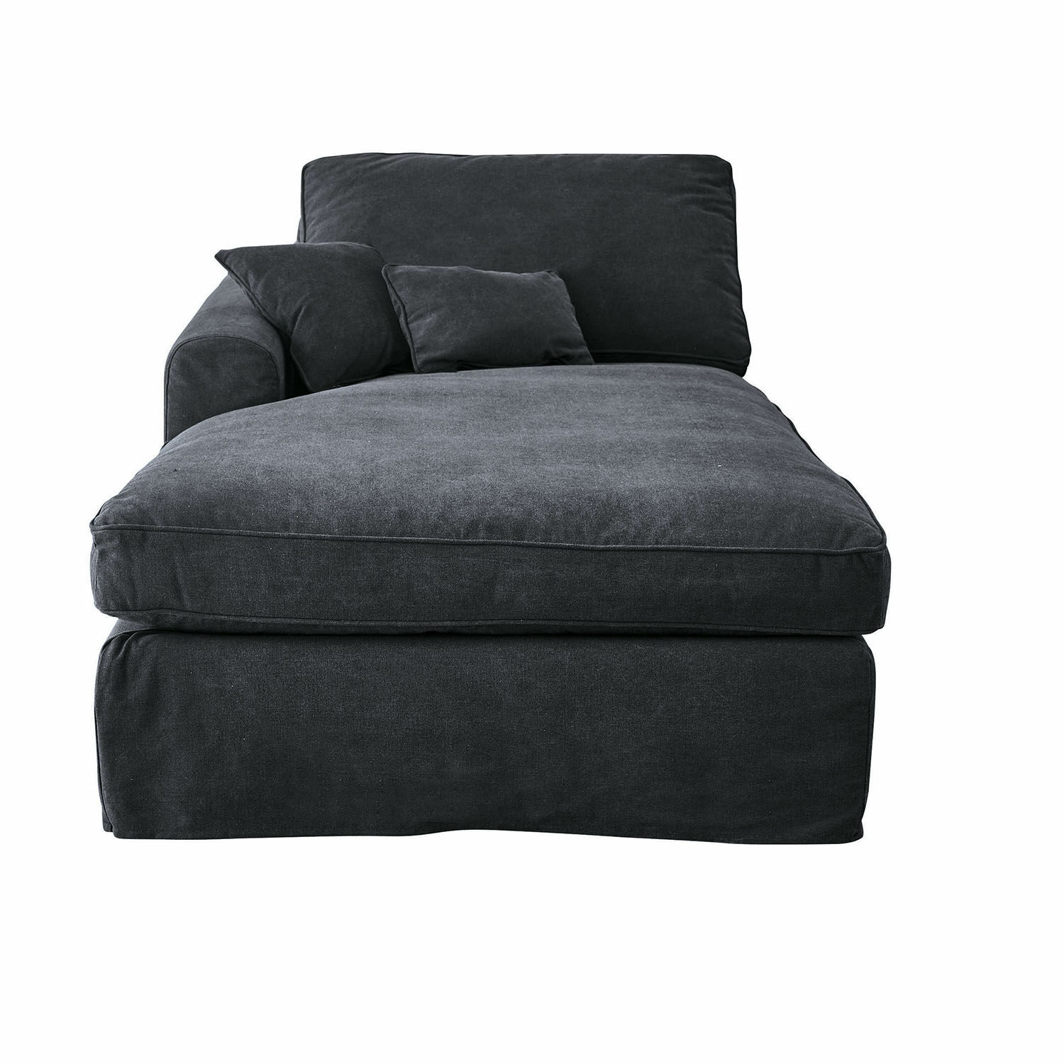ciemnoszary Ciemnoszara tkaninowa leżanka Seaford do salonu, wygodna i stylowa sofa wypoczynkowa
