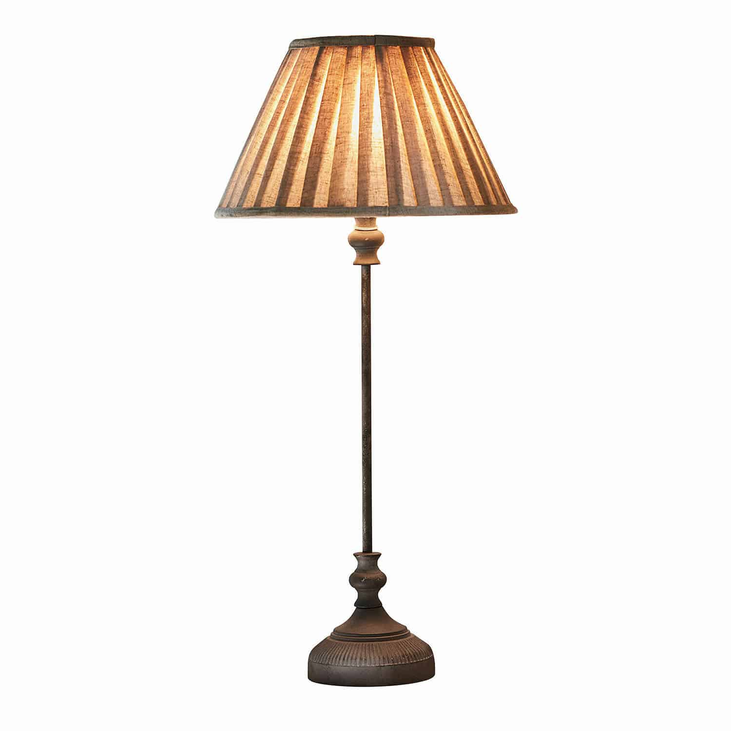 Lampa stołowa Ponsardin Lampka stołowa z metalową podstawą i beżowym abażurem, dekoracyjna lampa do salonu