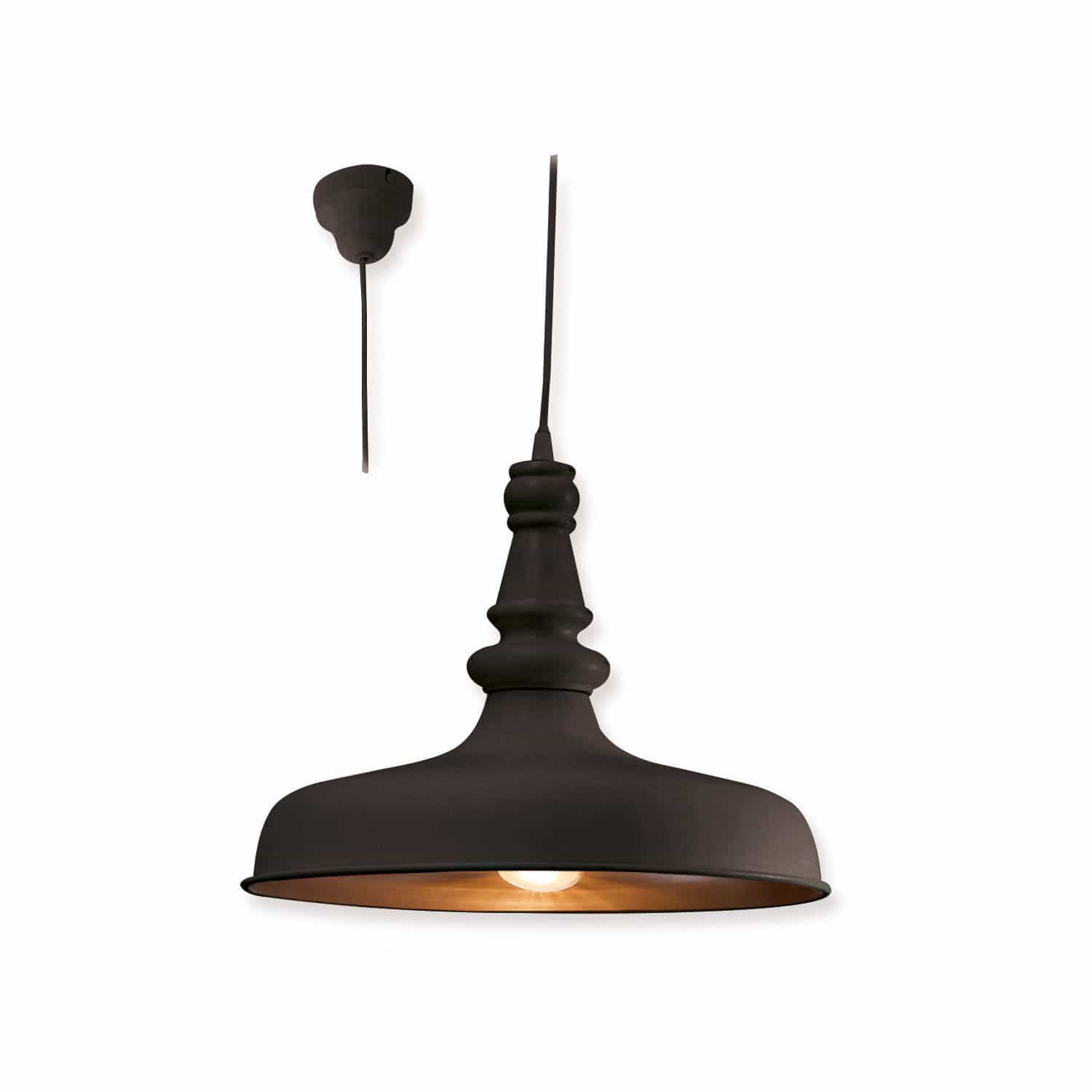 Lampa wisząca Camryn Czarna metalowa lampa wisząca z ozdobnym kloszem i ciepłym światłem do wnętrz