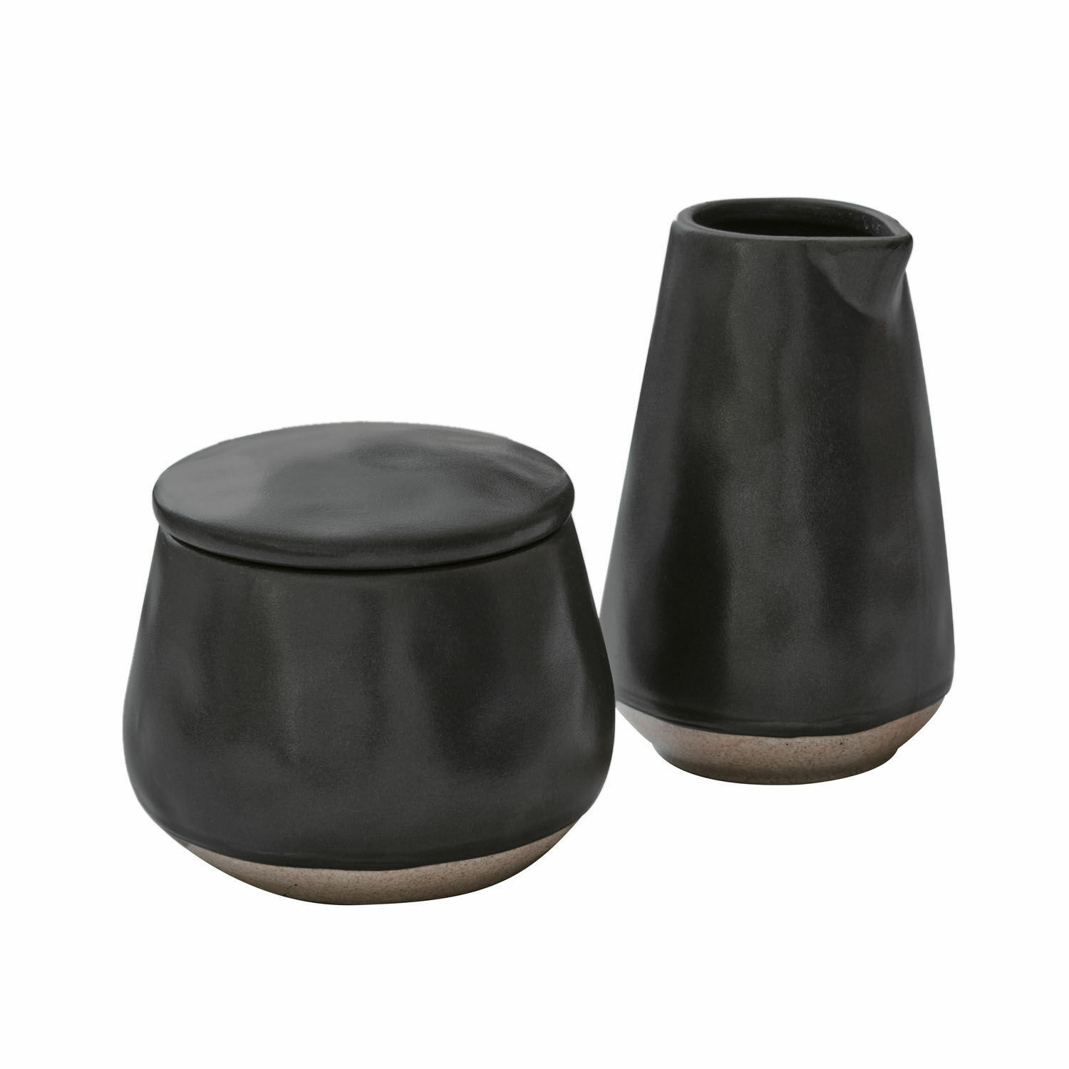 czarny Czarna ceramiczna cukiernica i mlecznik z beżowym spodem do nowoczesnej kuchni