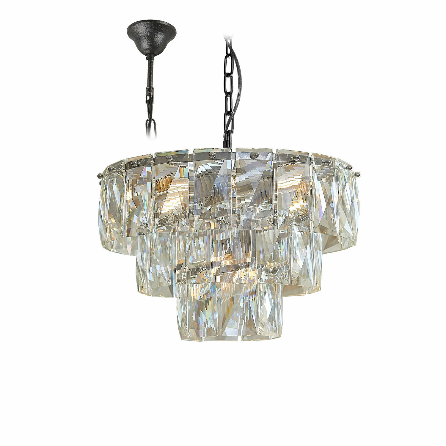 Żyrandol Crystalford Lampa wisząca z przezroczystego szkła i metalu w czarnym kolorze, nowoczesny design oświetlenia