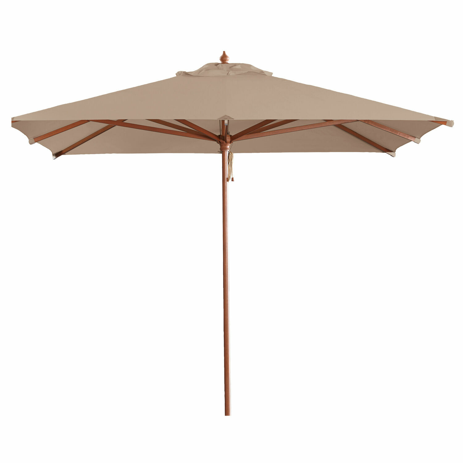 taupe Duży parasol ogrodowy Barnet w kolorze taupe z drewnianą konstrukcją, idealny na taras i ogród