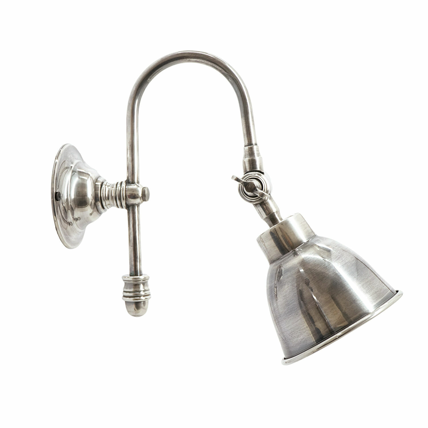 Kinkiet Gemma Metalowa lampa ścienna w kolorze srebrnym z regulowanym kloszem do oświetlenia wnętrz