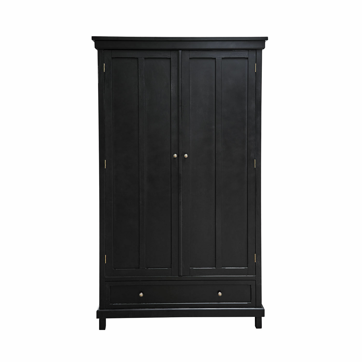 antyczna czerń Czarna drewniana szafa Sirevol z dwoma drzwiami i szufladą, mebel do przechowywania w stylu vintage