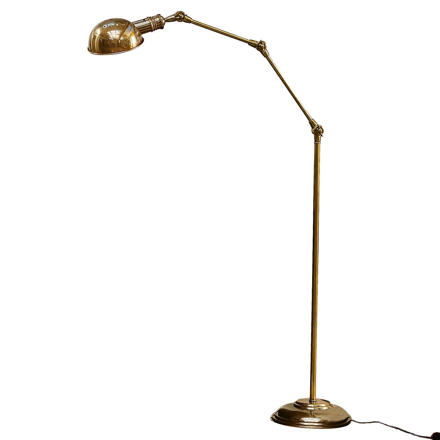 Lampa stojąca Tulsa Regulowana lampa podłogowa z mosiądzu w kolorze złotym do oświetlenia wnętrz