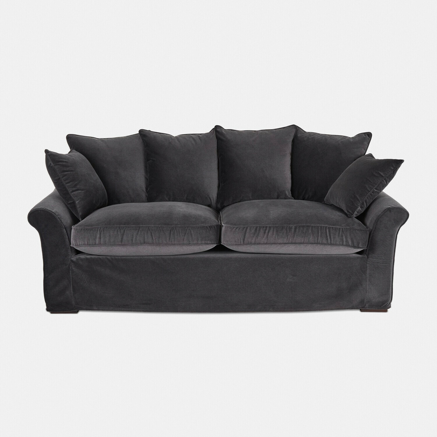 czarny Czarna sofa Long Beach z miękkiego materiału, wygodna i stylowa do salonu