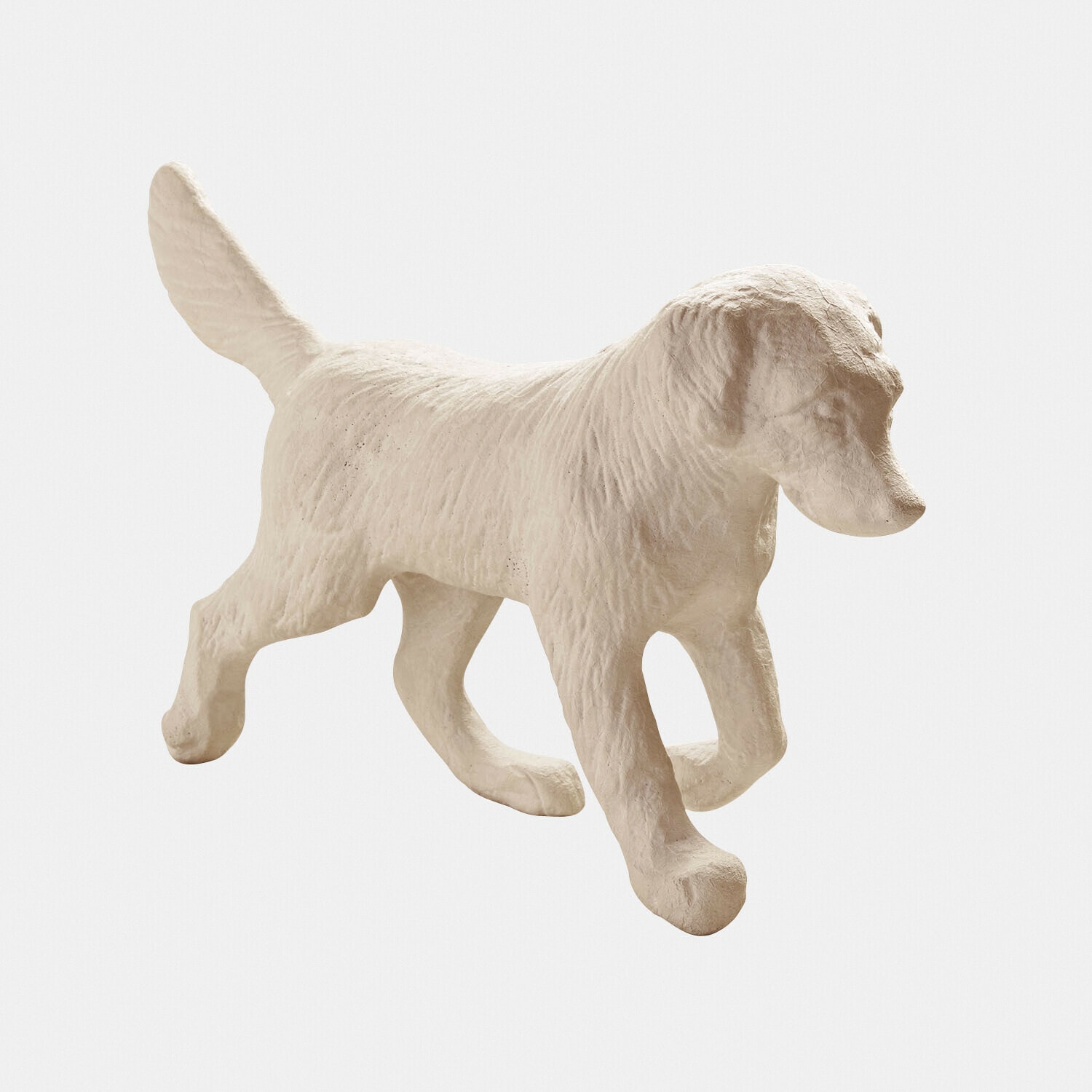 Figurka psa z jasnego kamienia o fakturze sierści, dekoracja do wnętrz i ogrodów