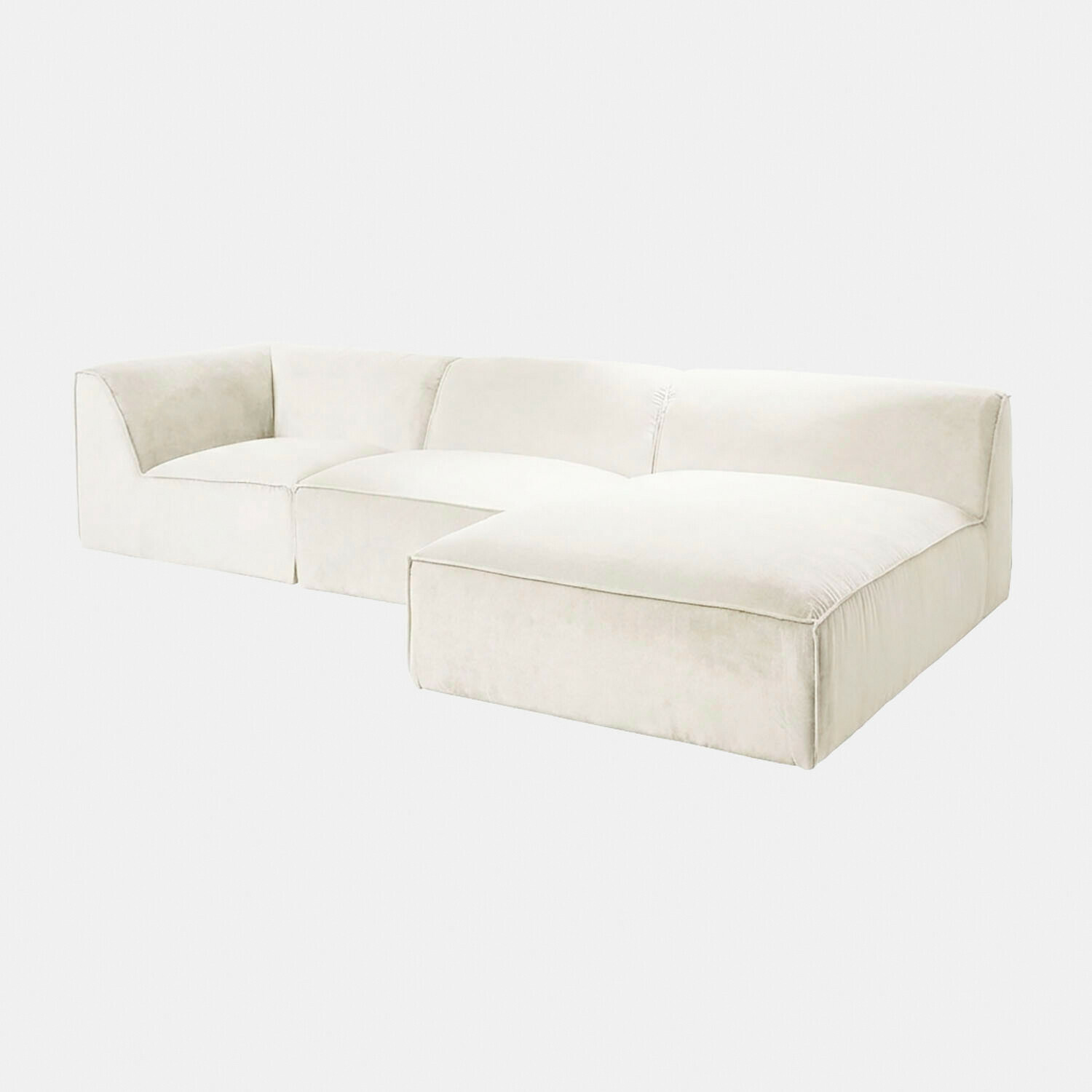 Kremowa sofa modułowa McLean z miękkiego materiału, nowoczesny design do salonu