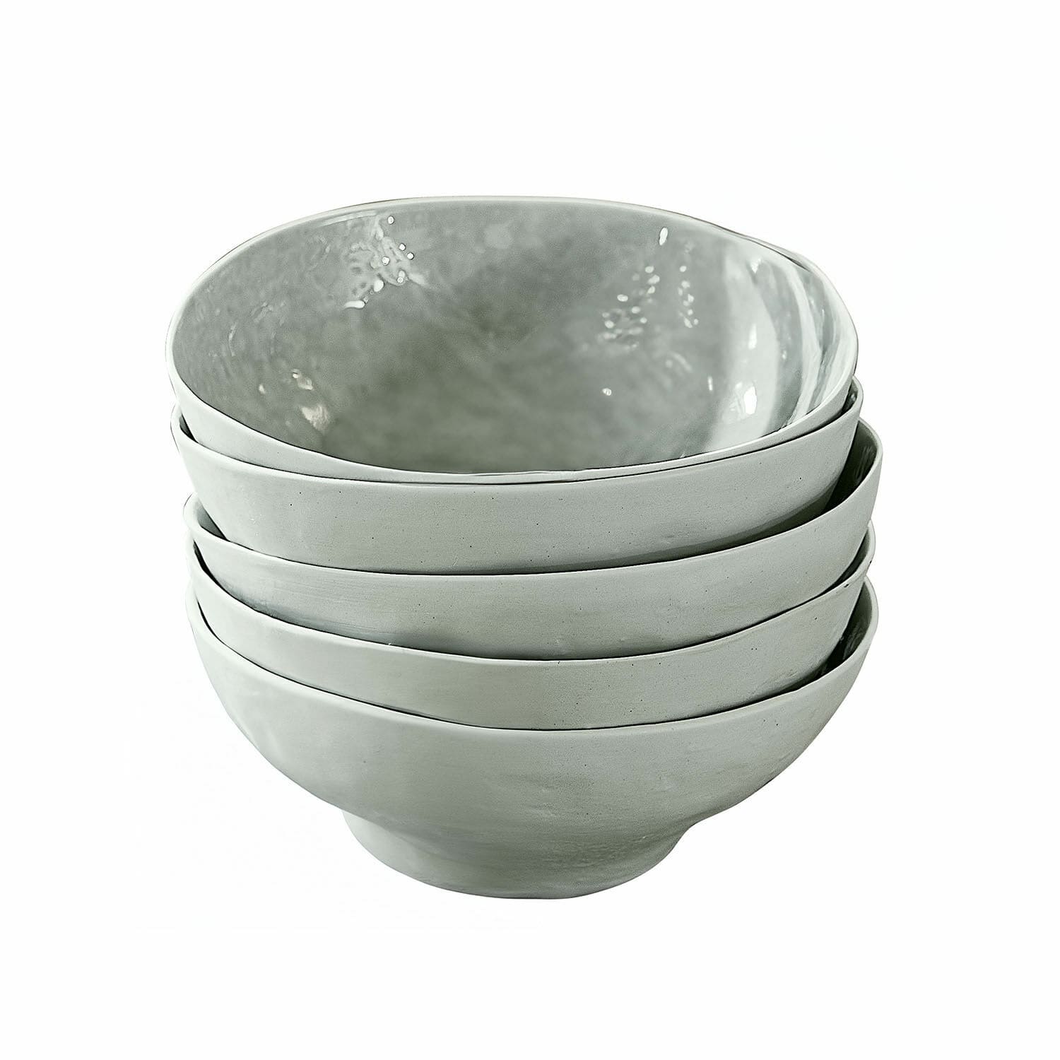Zestaw 6 miseczek Braganza Zestaw czterech szarych ceramicznych misek o nieregularnym kształcie do codziennego użytku