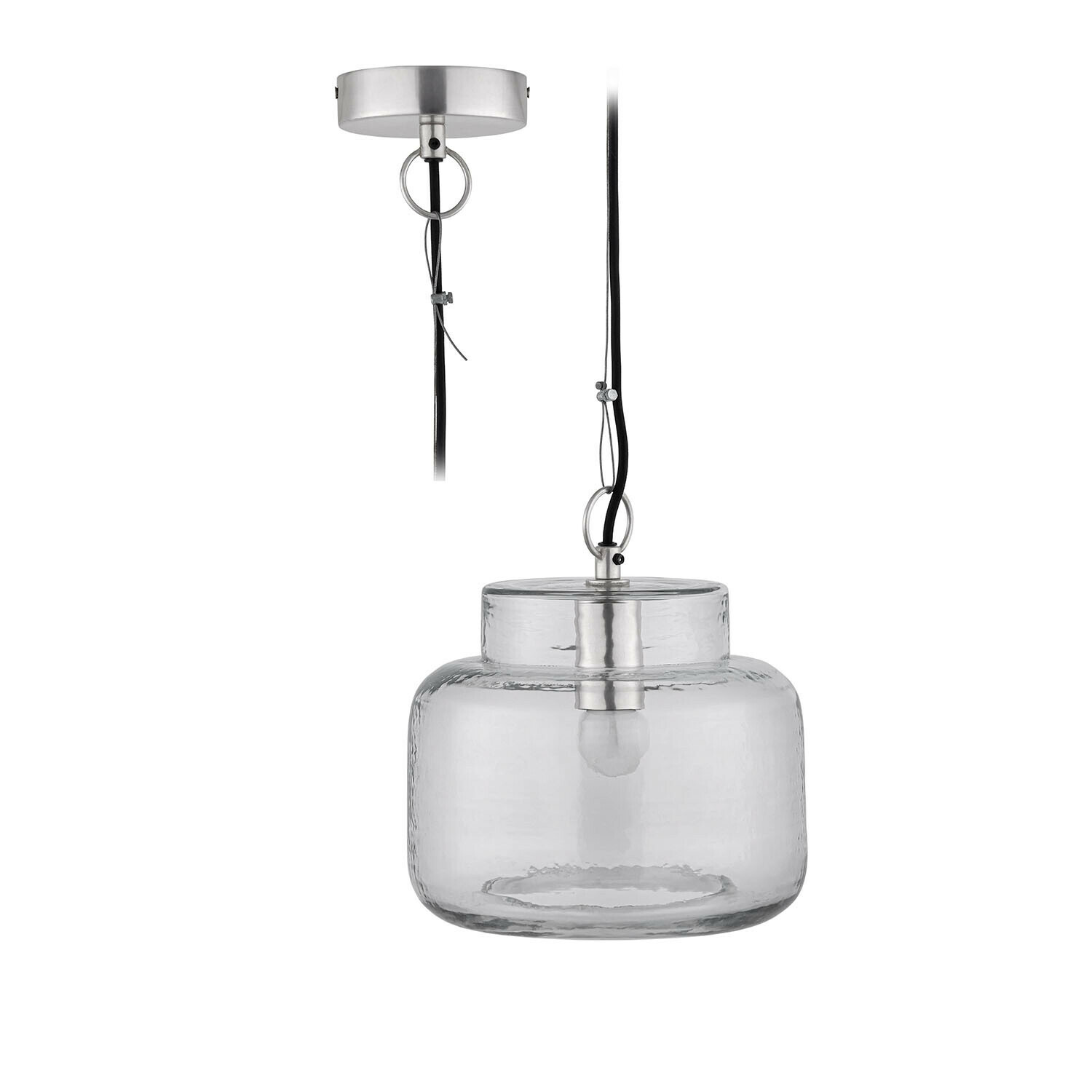 Lampa wisząca Vernadoux Szklana lampa wisząca z przezroczystym kloszem i metalowym mocowaniem, nowoczesne oświetlenie sufitowe