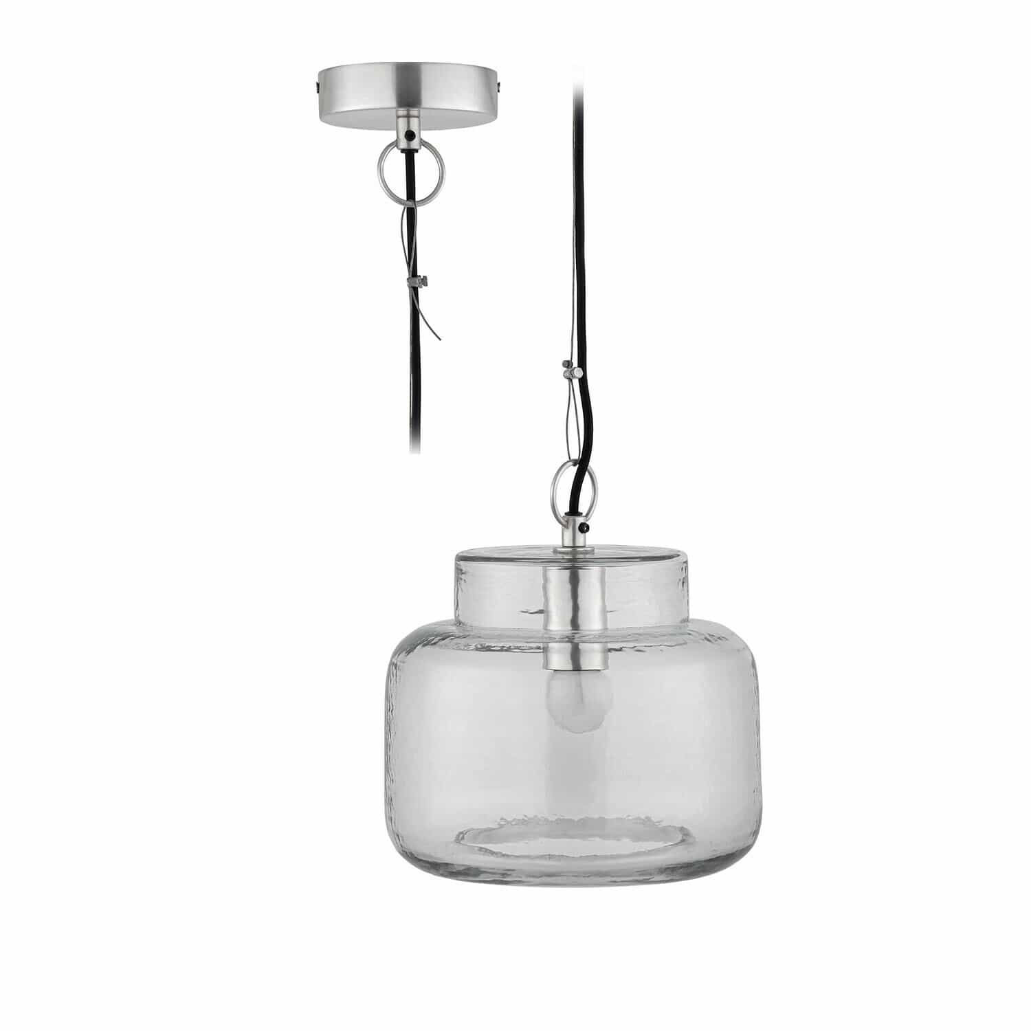 Lampa wisząca Vernadoux Szklana lampa wisząca z przezroczystym kloszem i metalowym mocowaniem, nowoczesne oświetlenie sufitowe