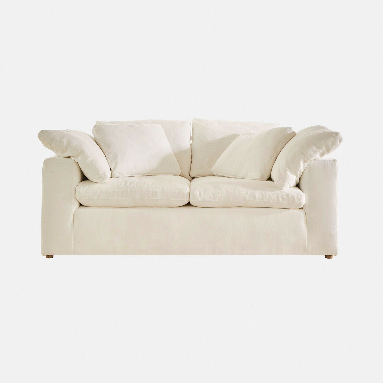 biały Białe sofa Everholt z miękkiej tkaniny z poduszkami, nowoczesny mebel do salonu