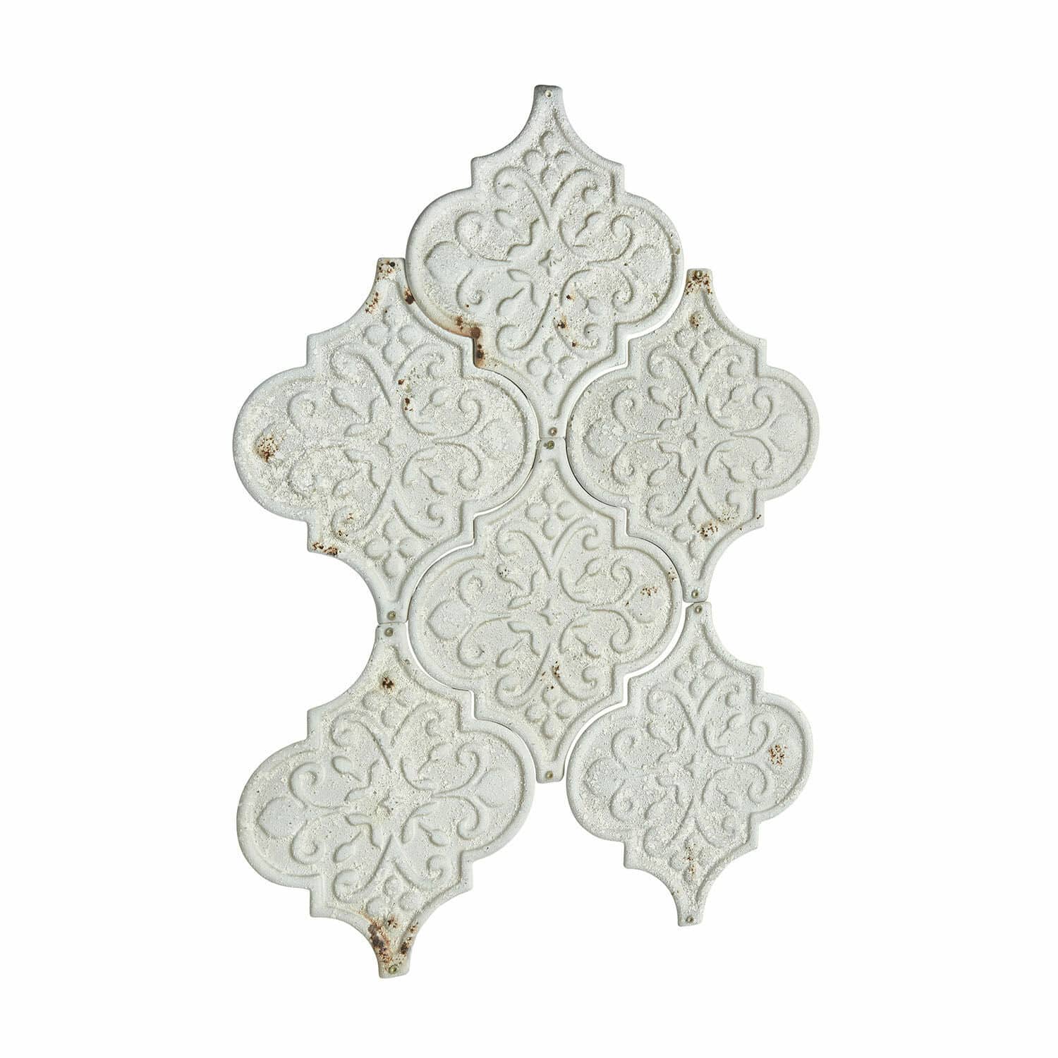 Ozdoba na ścianę, zestaw 6 szt. Halira Białe ceramiczne płytki ścienne z ozdobnym wzorem i postarzaną fakturą do dekoracji wnętrz
