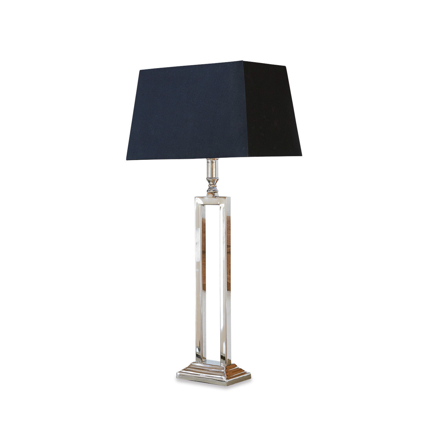 czarny/srebrny Lampa stołowa Kinshaa z czarnym abażurem i srebrną metalową podstawą do dekoracji wnętrz