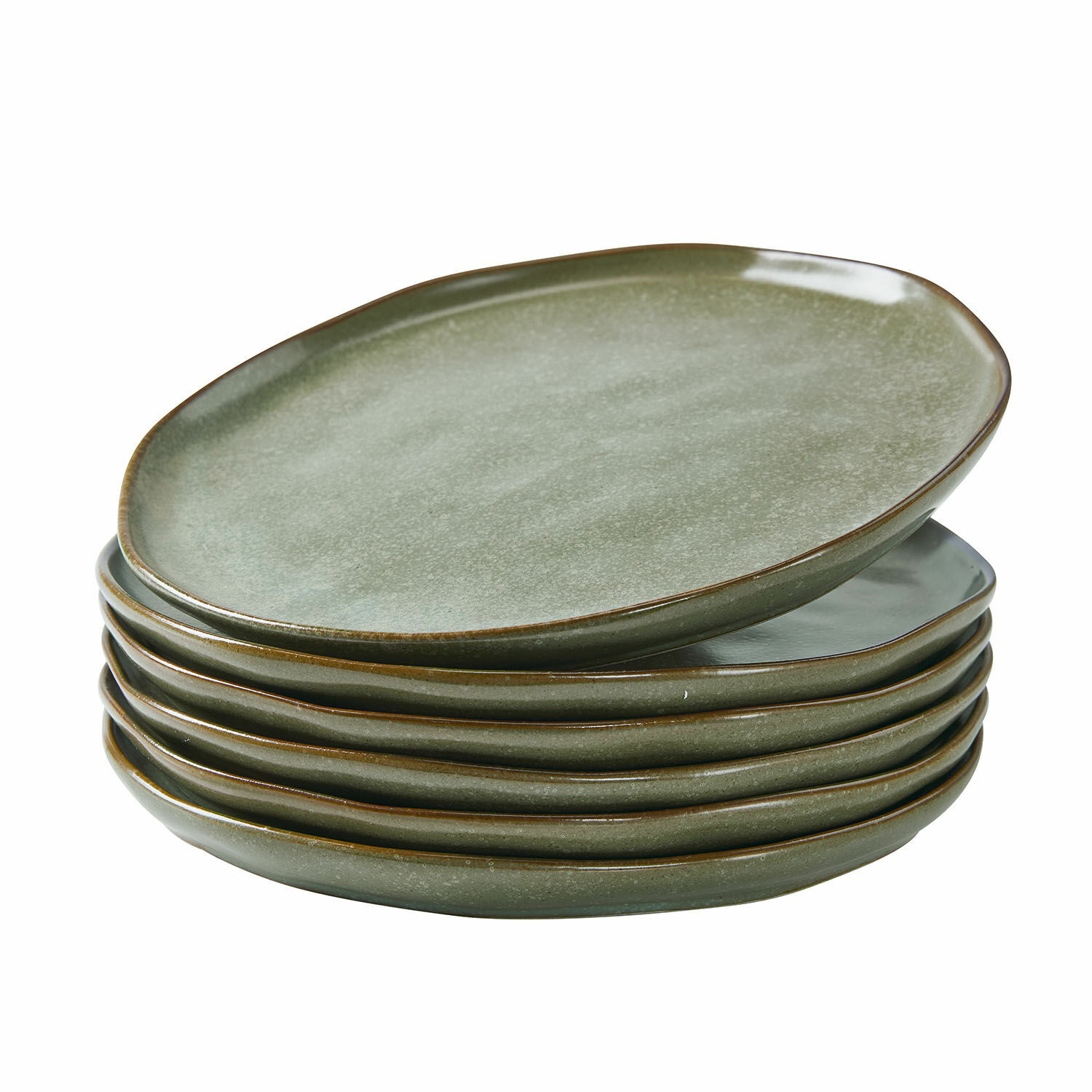 turkusowy / brązowy Zestaw 6 ceramicznych talerzy Biarritz w turkusowo-brązowym kolorze do jadalni