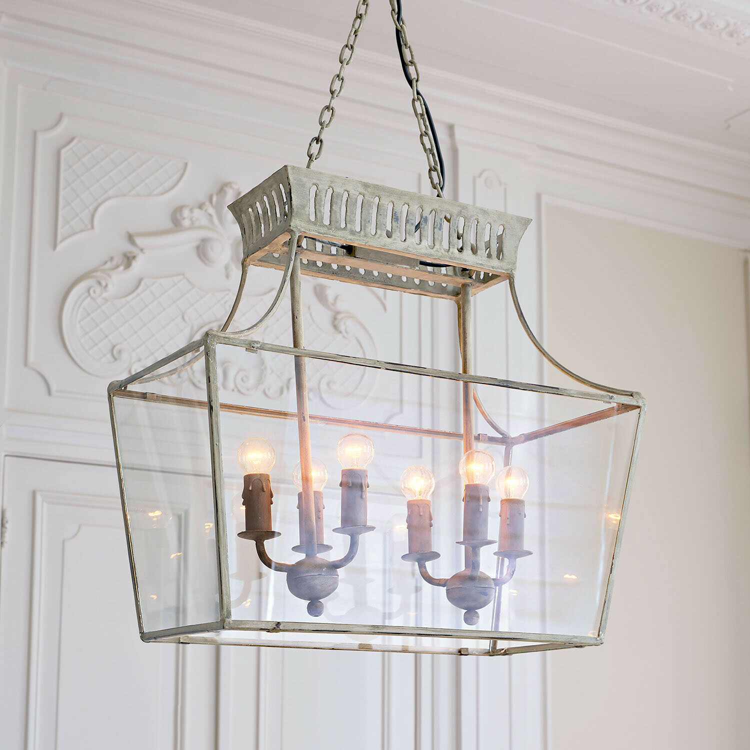 Lampa wisząca Sillas Wisząca lampa z metalu i szkła w stylu vintage z sześcioma żarówkami, dekoracyjna lampa sufitowa
