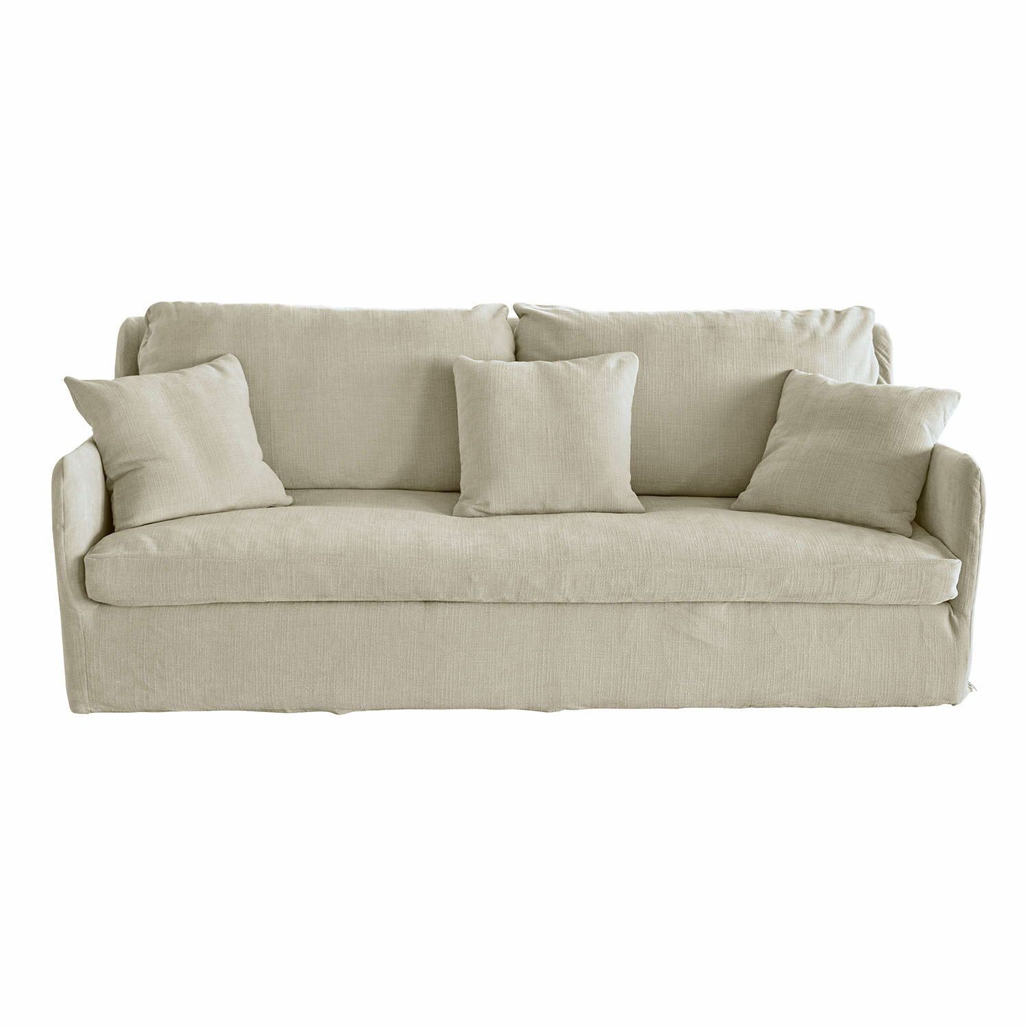 beżowy Beżowa sofa Shadowfield z tkaniny z trzema poduszkami, wygodna i stylowa do salonu