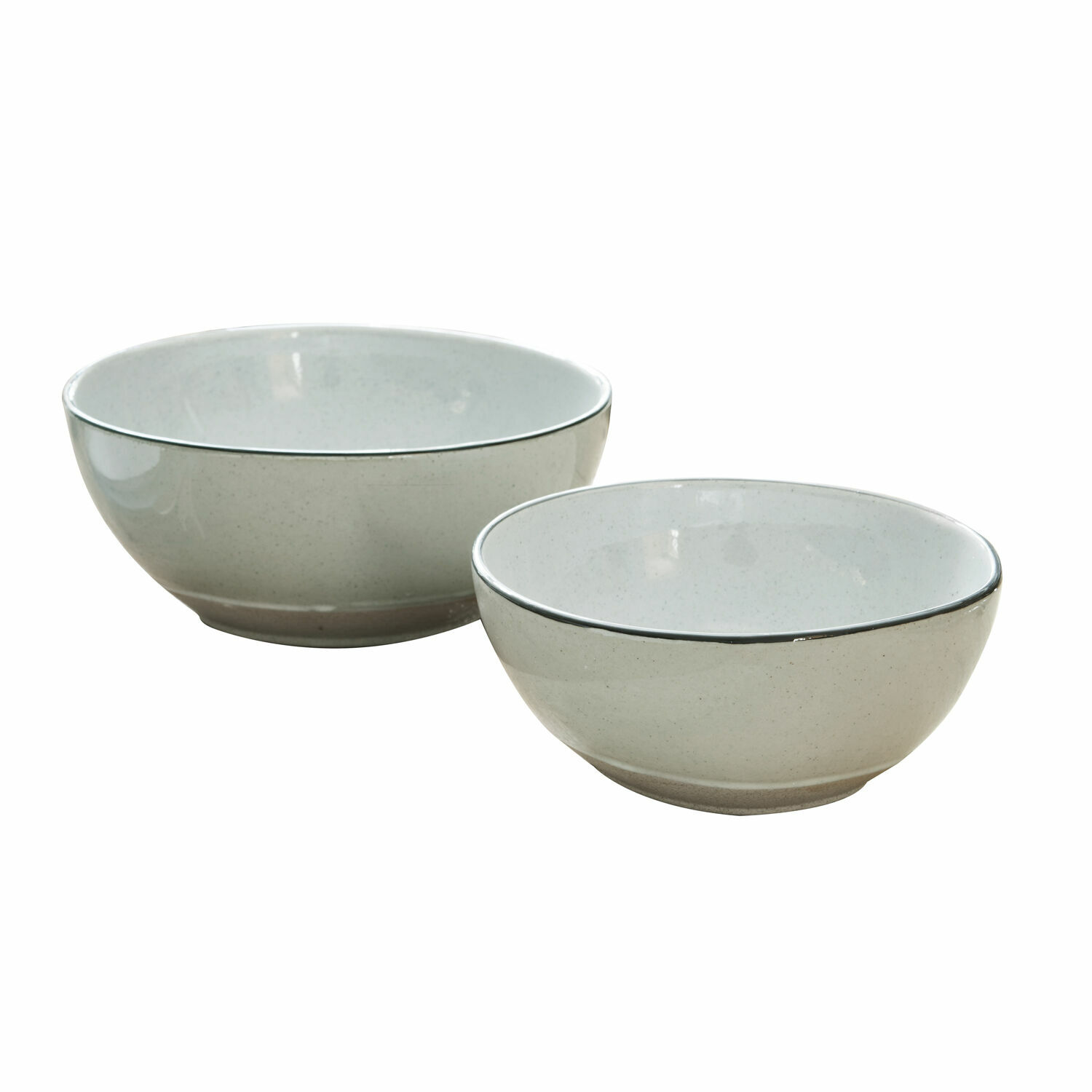 Miska, zestaw 2 szt. Biarré Zestaw dwóch ceramicznych misek w jasnoszarym kolorze z delikatną czarną obwódką, do kuchni